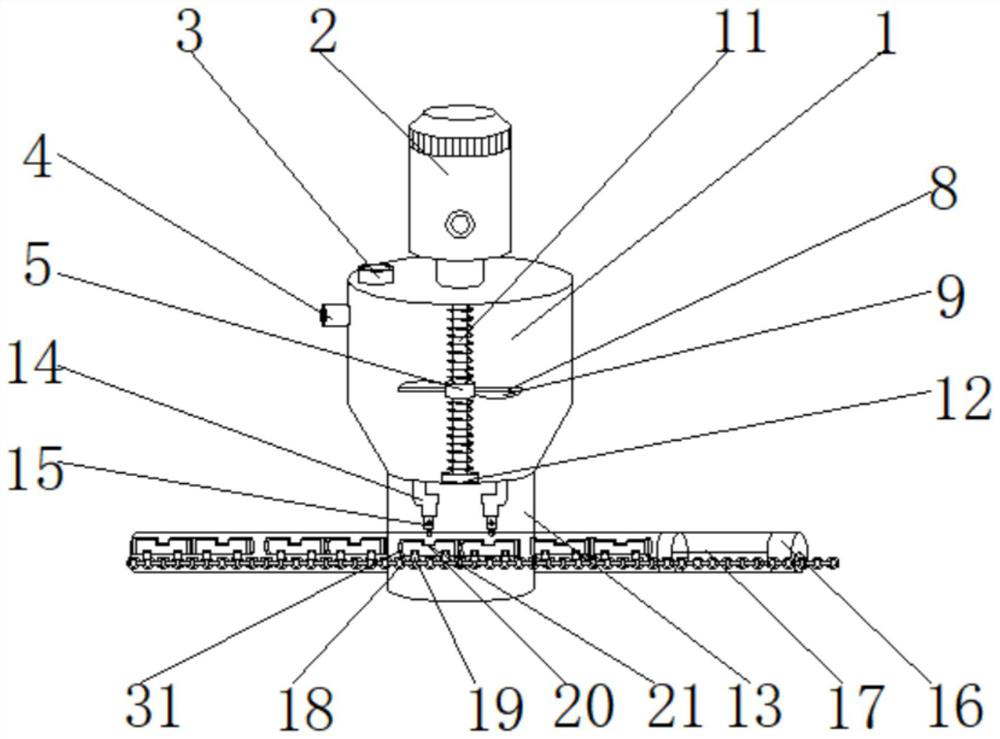 Raw material mixing equipment with uniform discharging structure for mold production