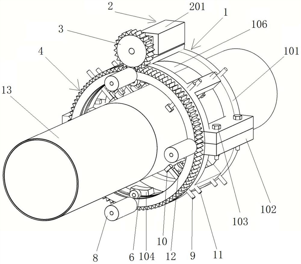 Winding machine for composite reinforced line pipe and use method thereof