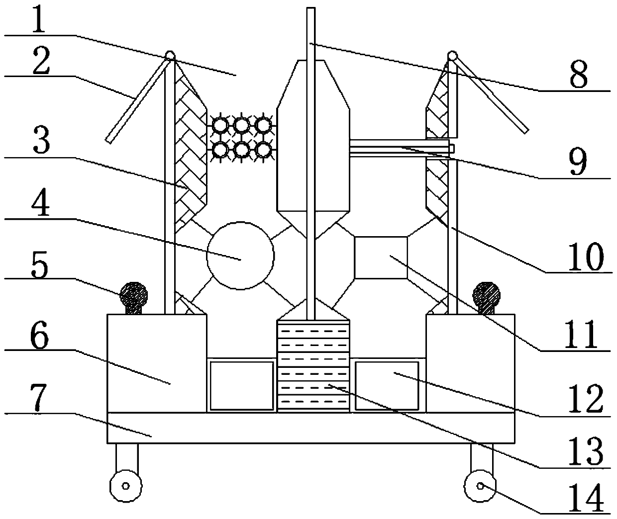 A multi-stage crushing device for construction waste treatment