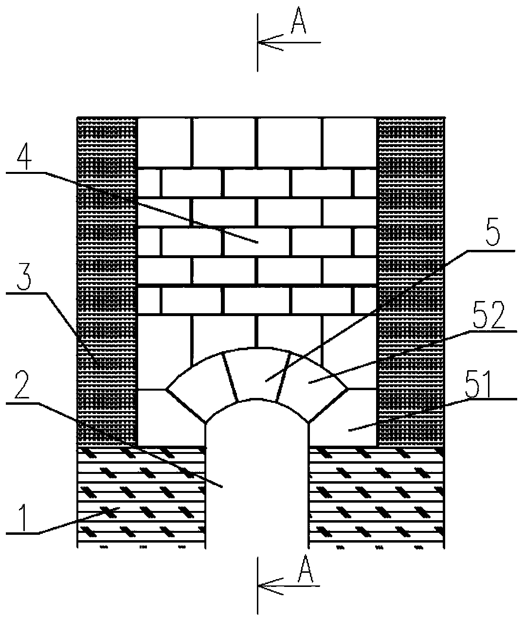 Masonry structure with coal charging hole, smoke guide hole or ascending pipe hole