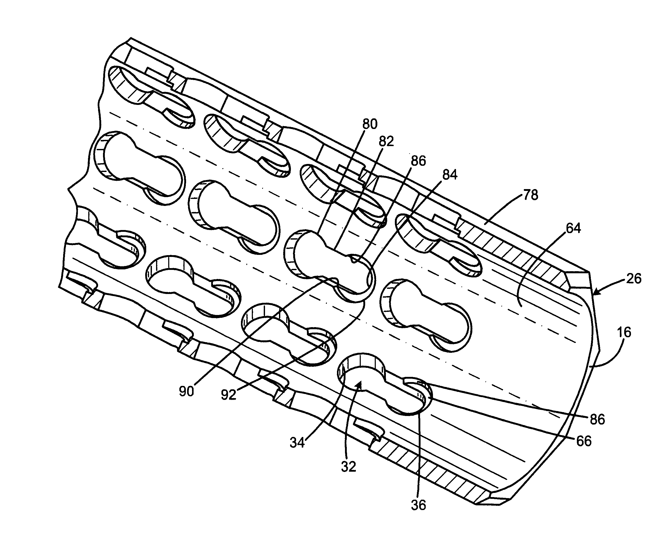 Firearm with keyhole-shaped rail mounting points