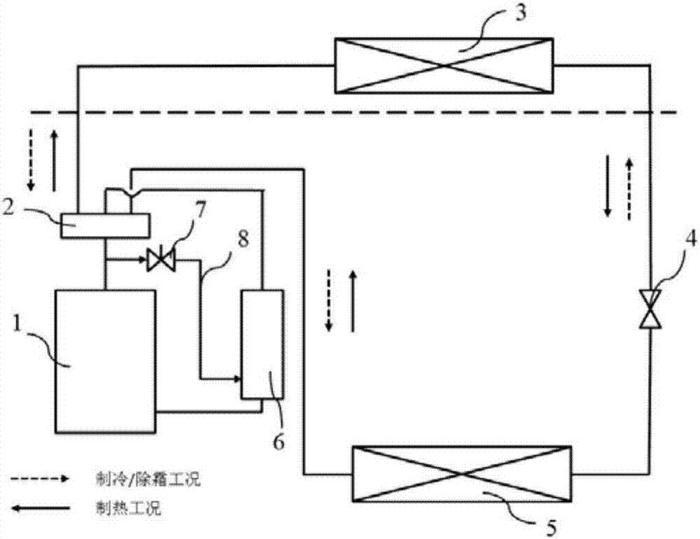 Low refrigerant charging amount heat pump device and control method thereof