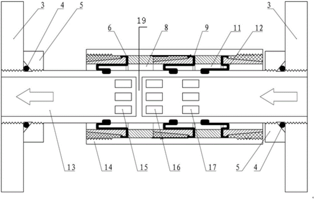 Valve body moving type on-off valve for industrial pipelines