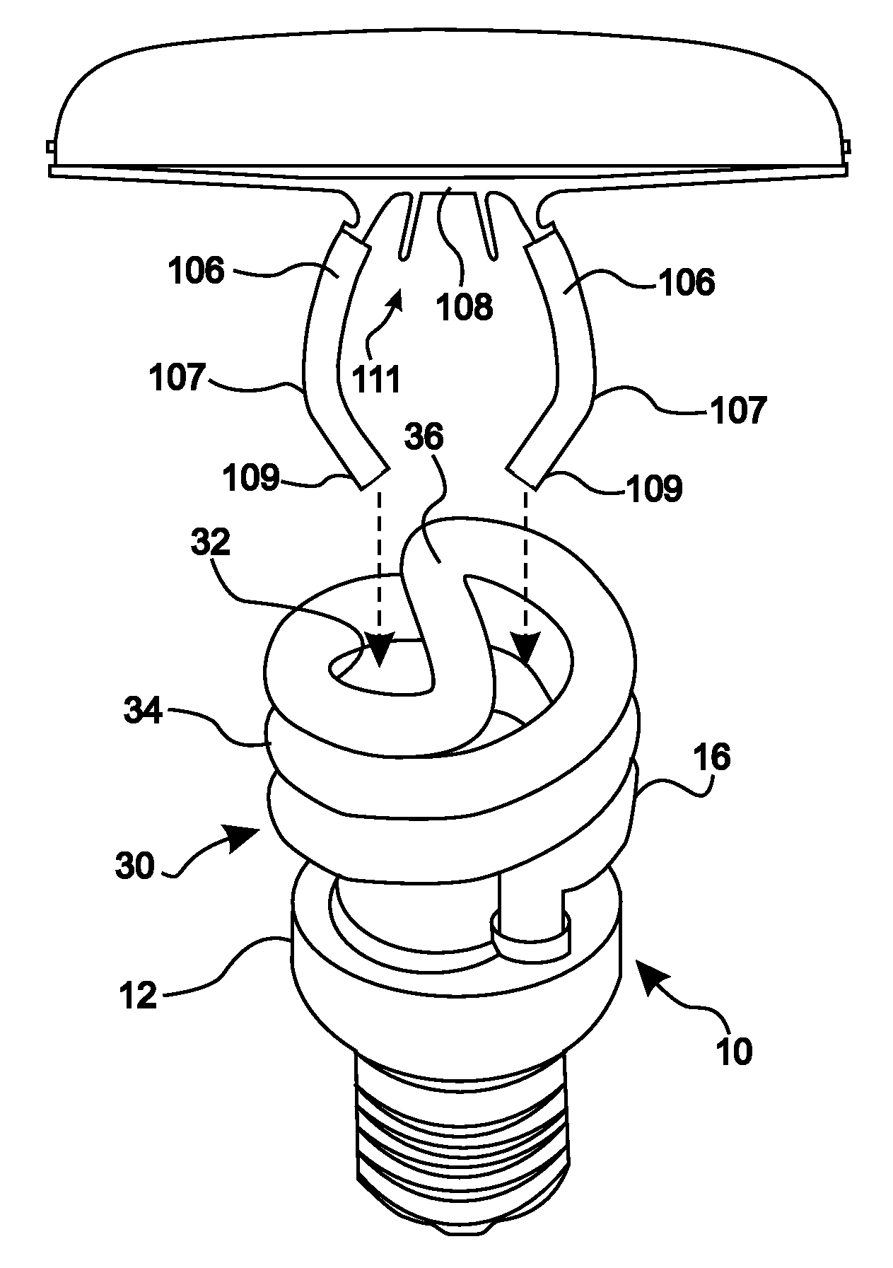 Cover device for compact flourescent lamps