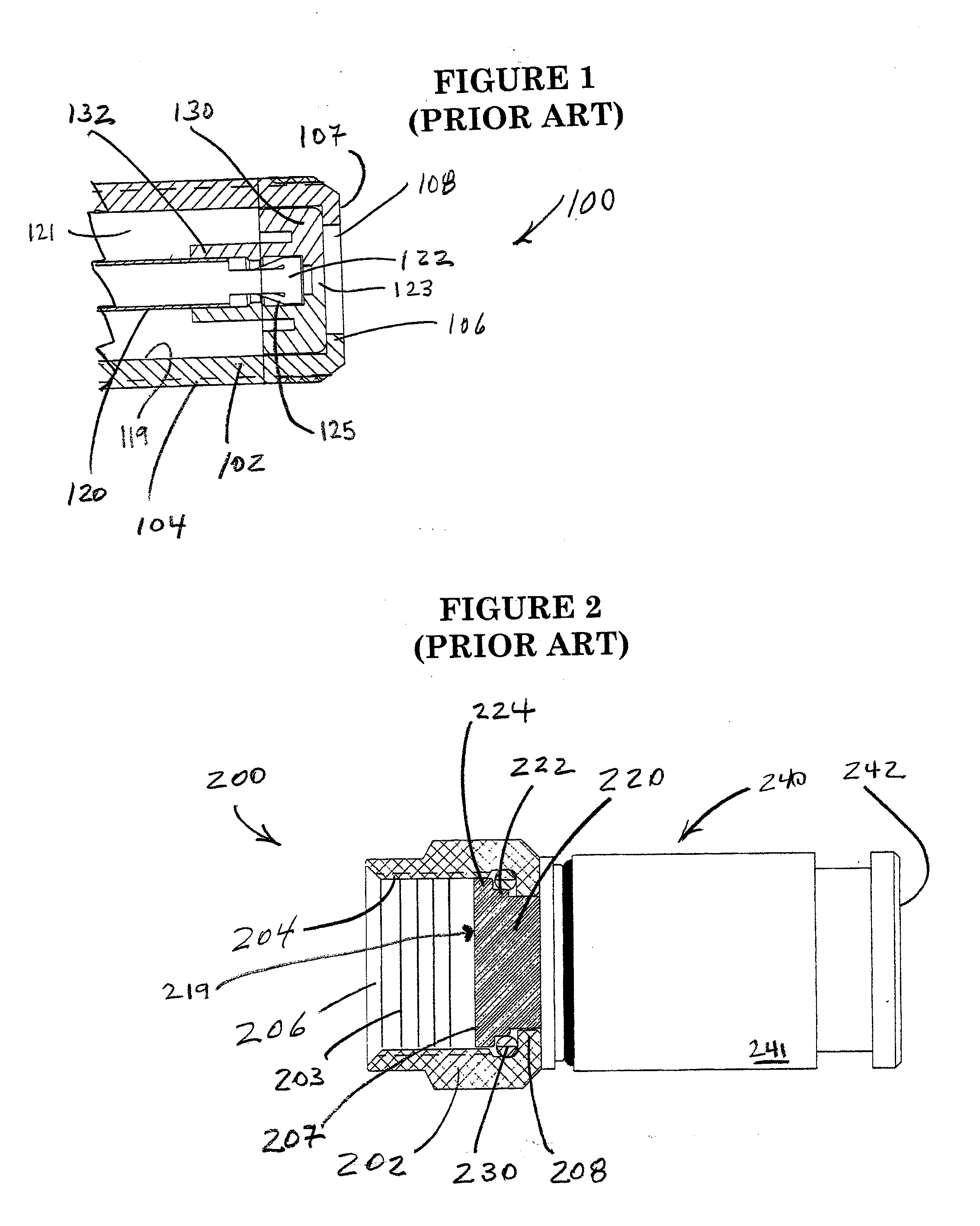 Moving part coaxial cable connectors