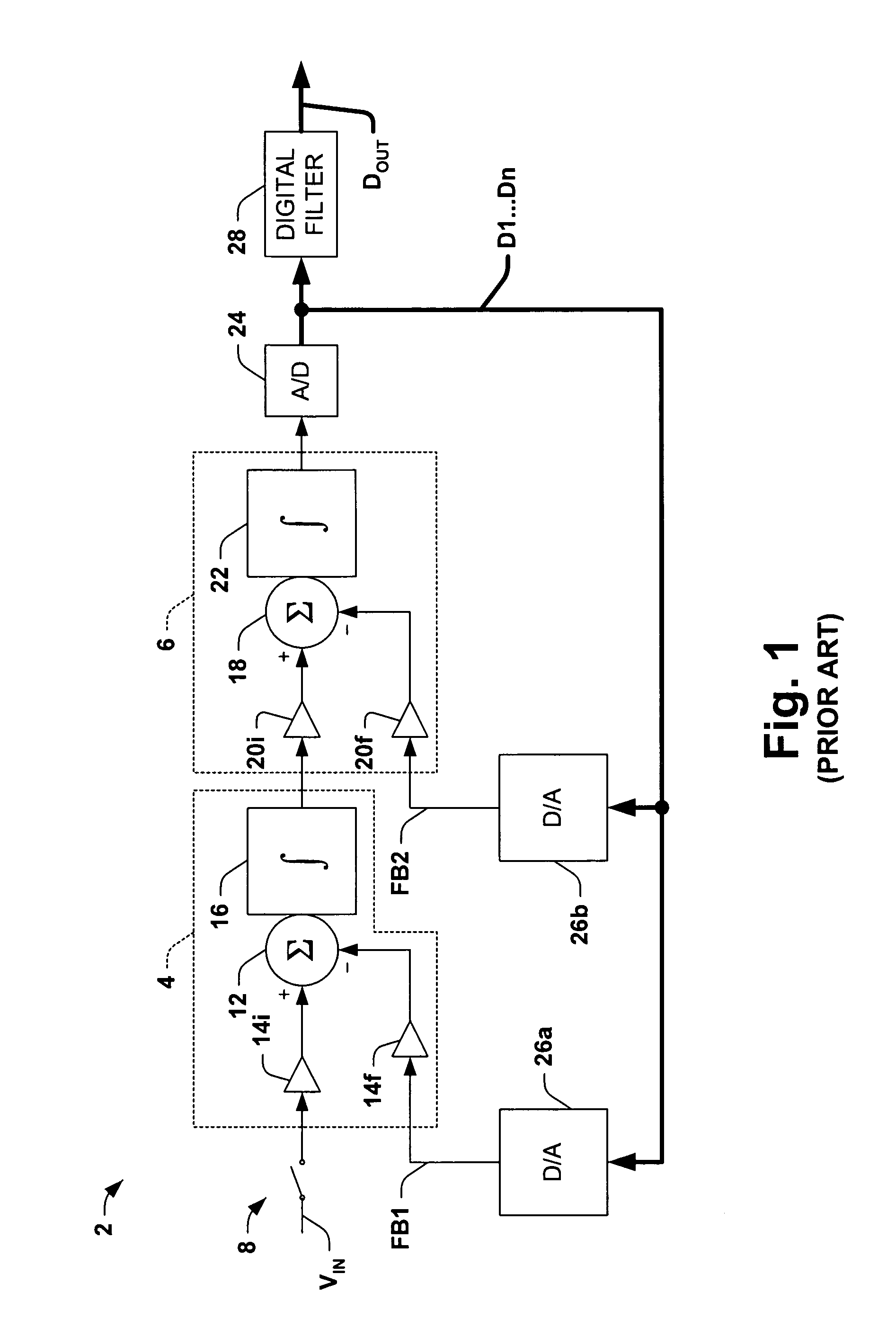 Analog-to-digital conversion system with second order noise shaping and a single amplifier