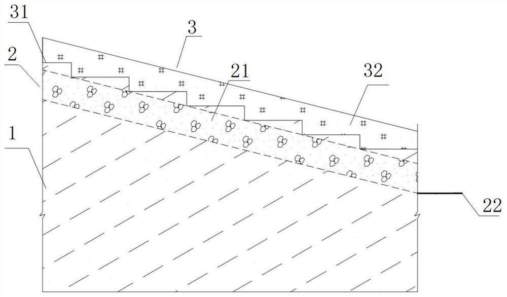 External-separation and internal-discharge type weak expansive soil surface slope treatment device and construction method thereof