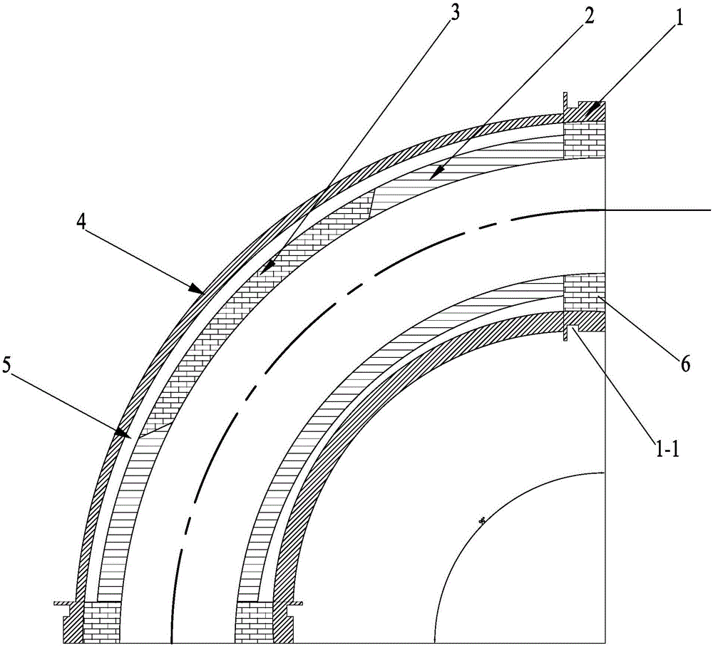 Double-layer abrasion-resistant bent pipe for concrete conveying