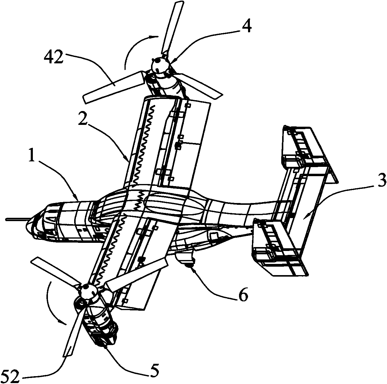 Model airplane with vertical takeoff and landing