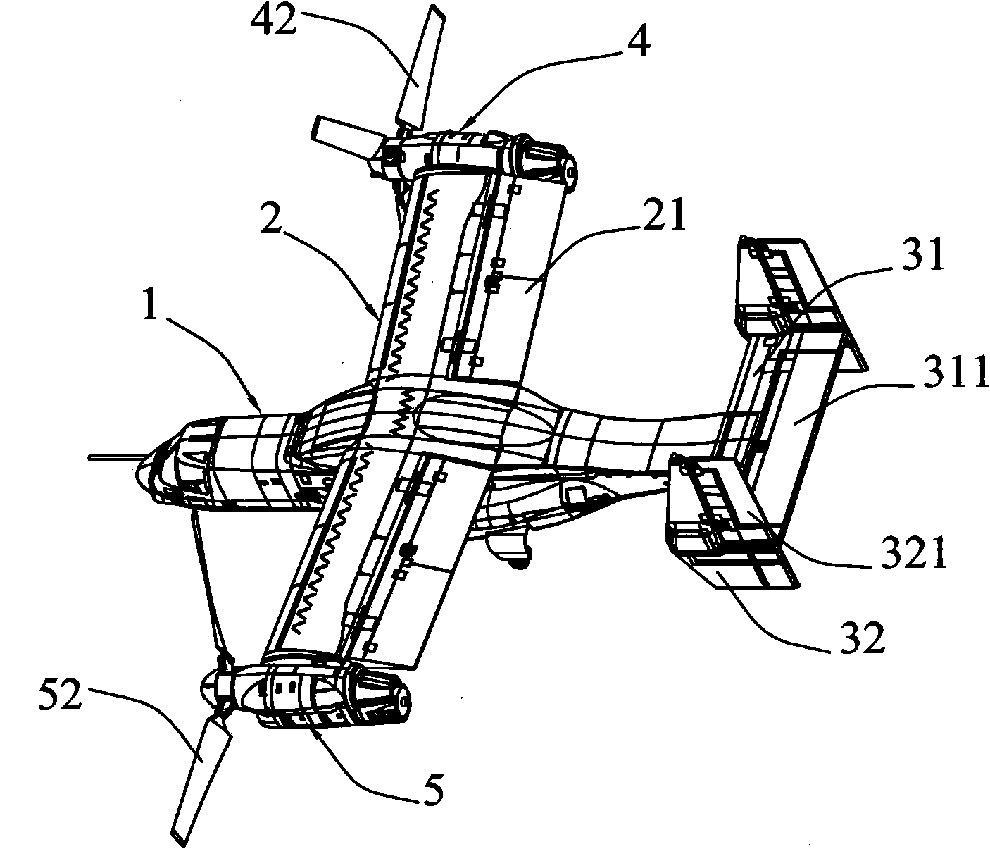 Model airplane with vertical takeoff and landing