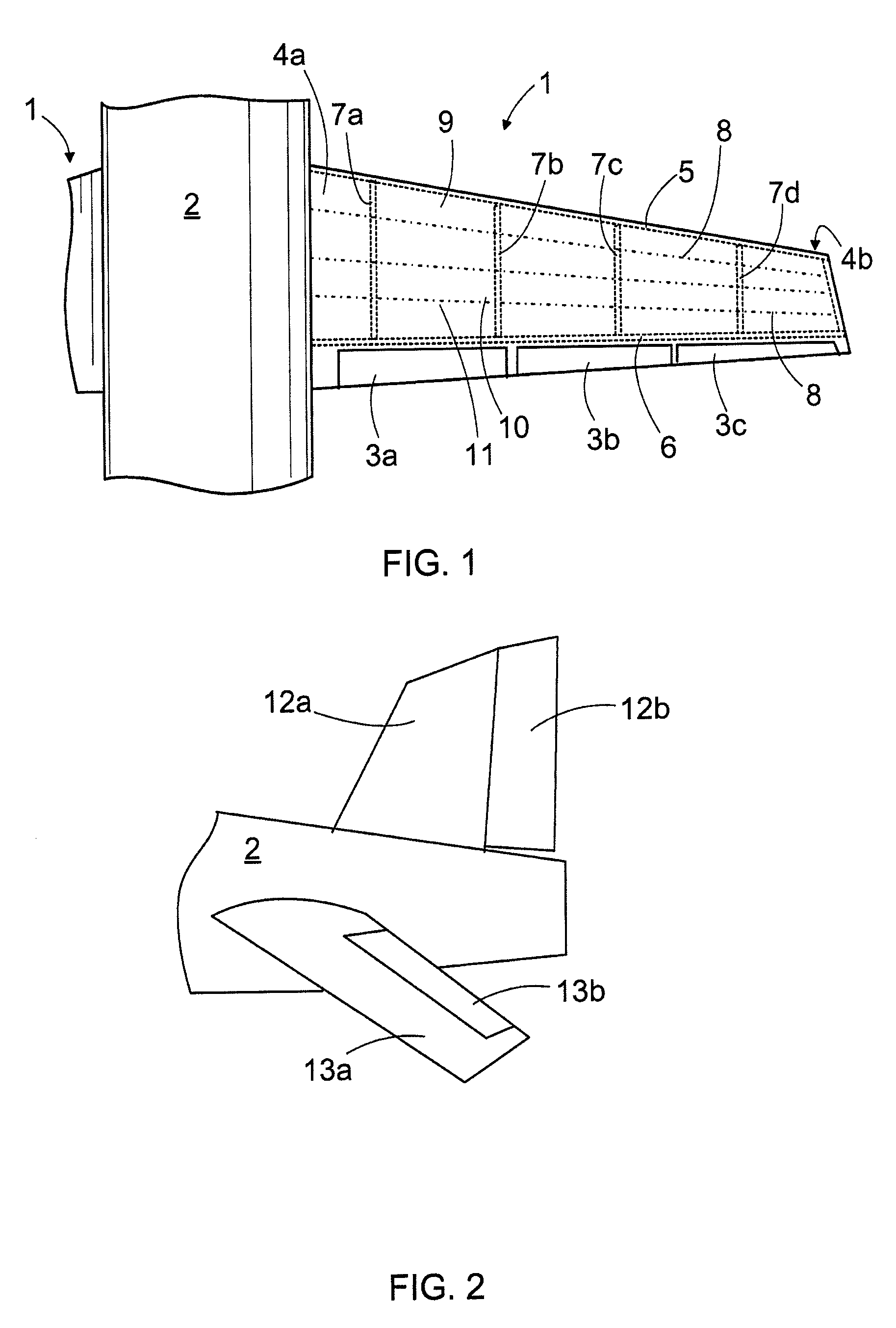 Curved element, wing, control surface and stabilizer for aircraft