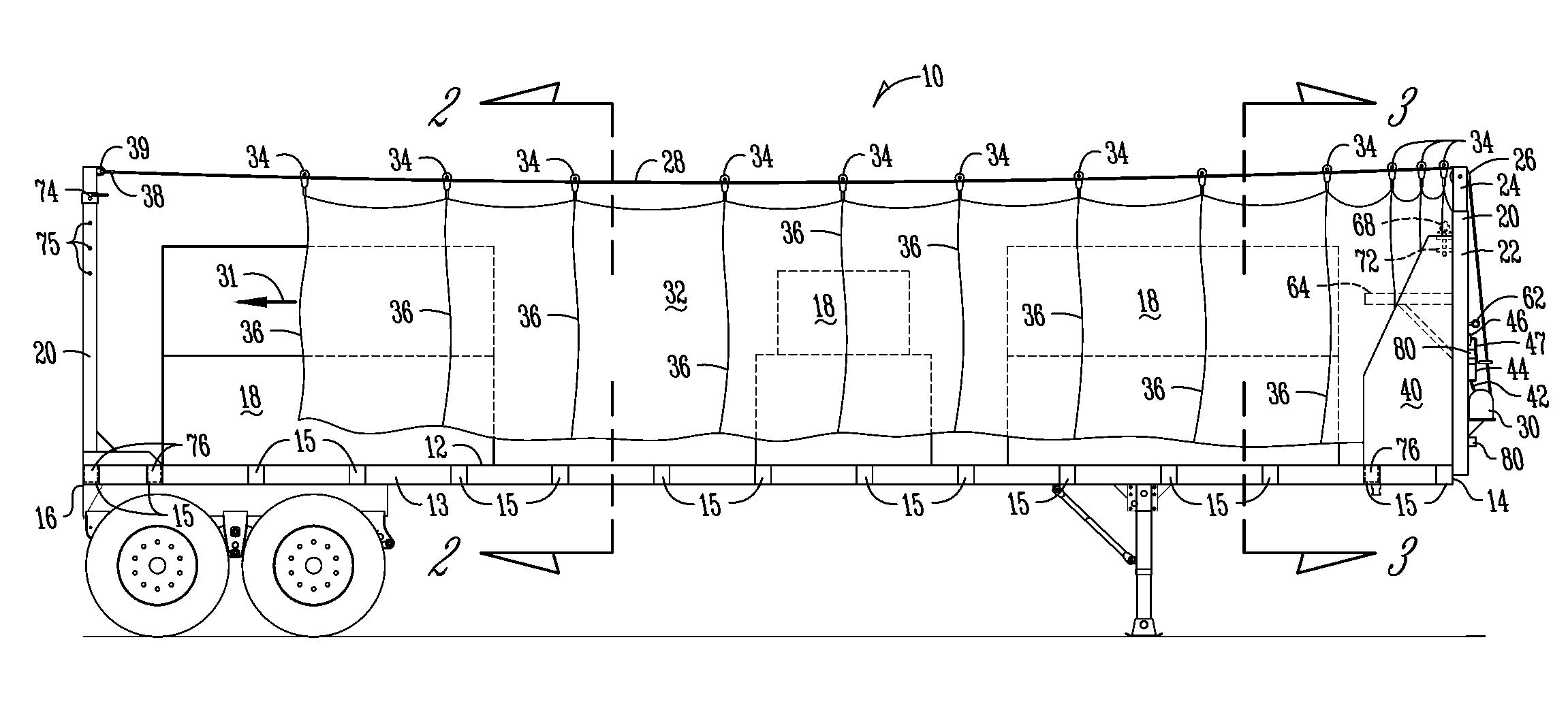 Tarpaulin for variable sized loads