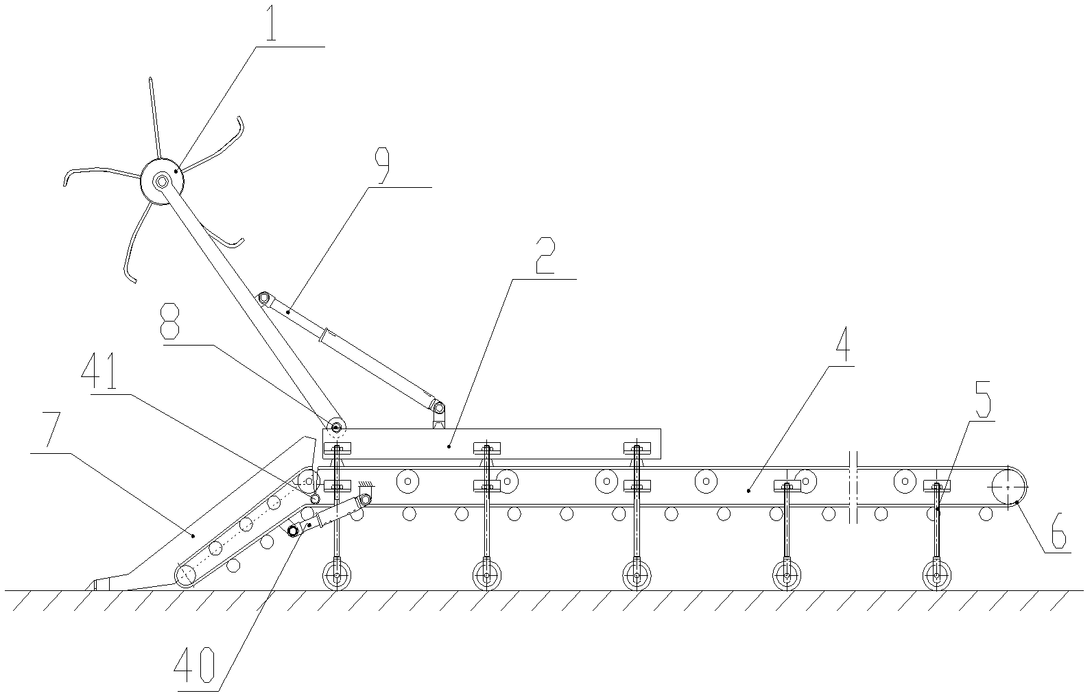 Method and machine for loading rolling raked materials