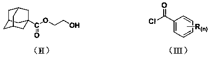 1-adamantanecarboxylic acid-2-(substituted benzoyloxy) ethyl ester compound as well as synthesis method and application thereof