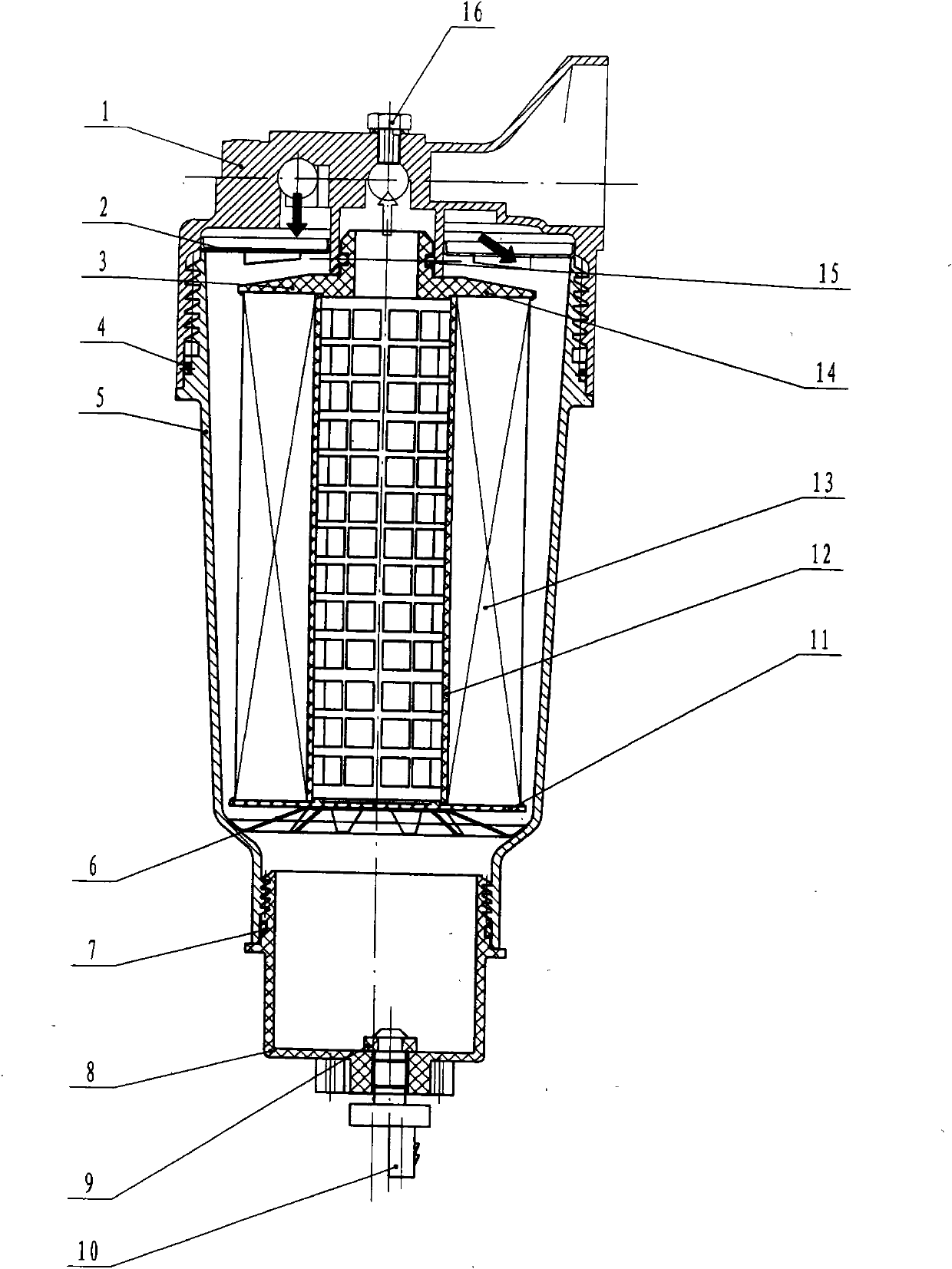 Pollution-free double-stage oil-water separation diesel oil filter