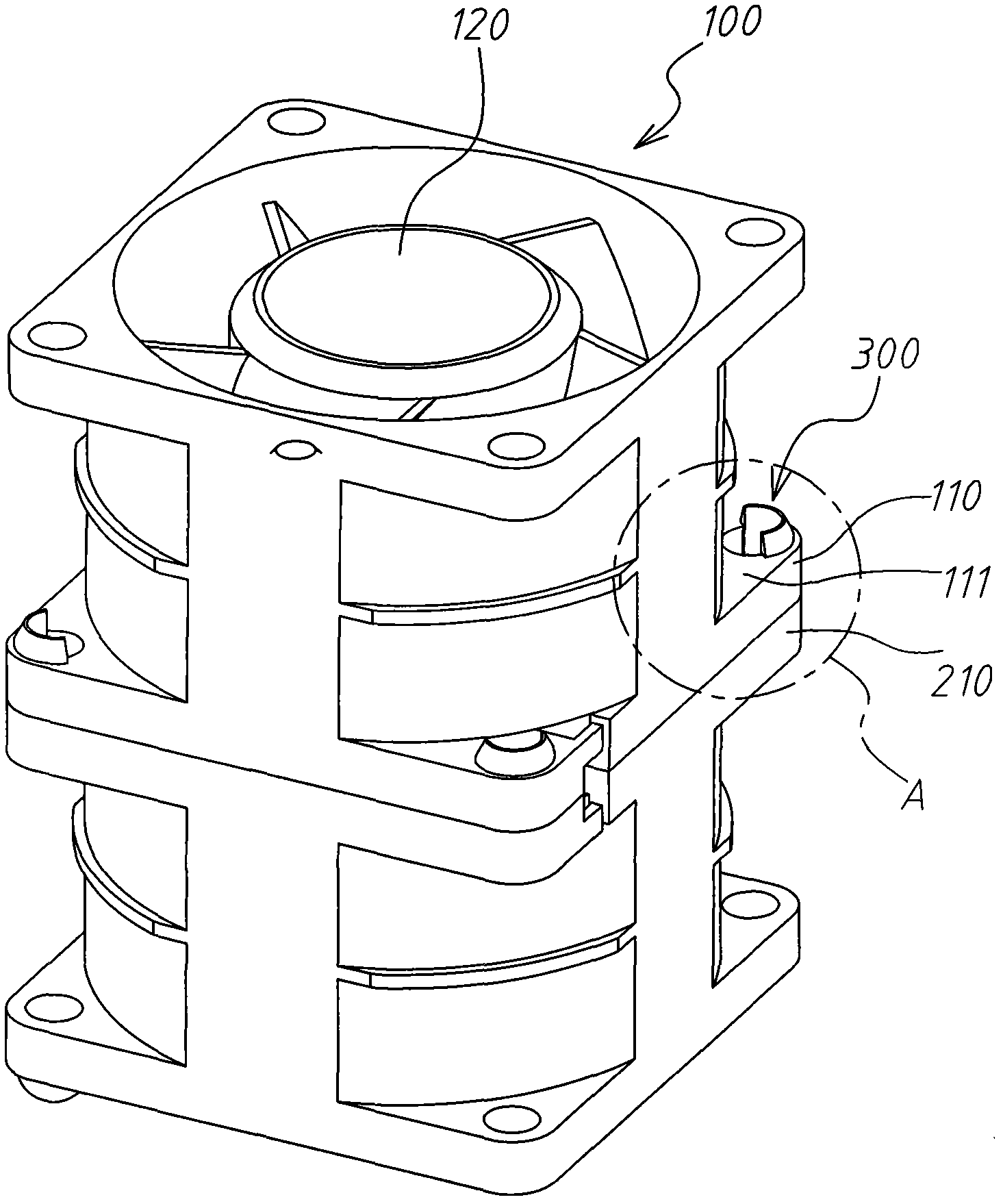 Combined structure of combination fan