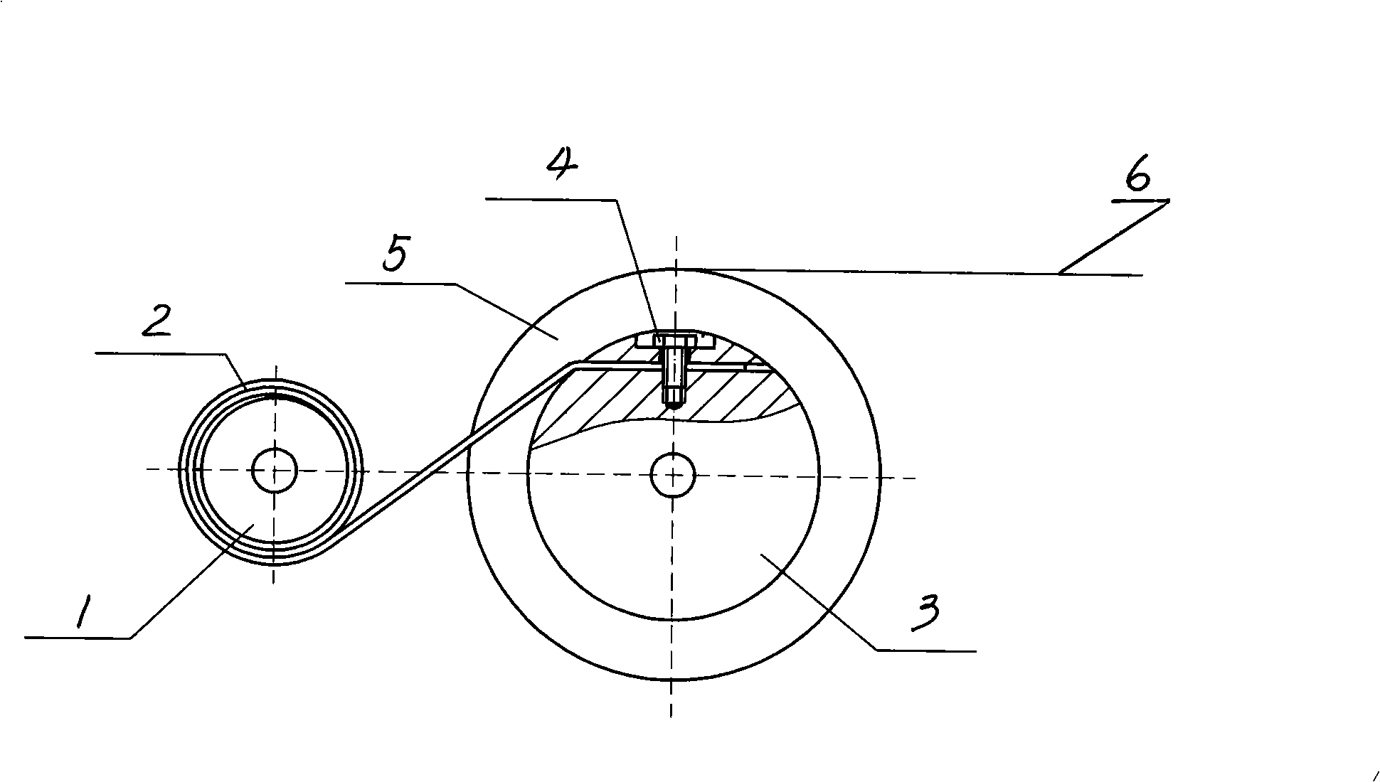 Inversely winding type constant-force spring mechanism