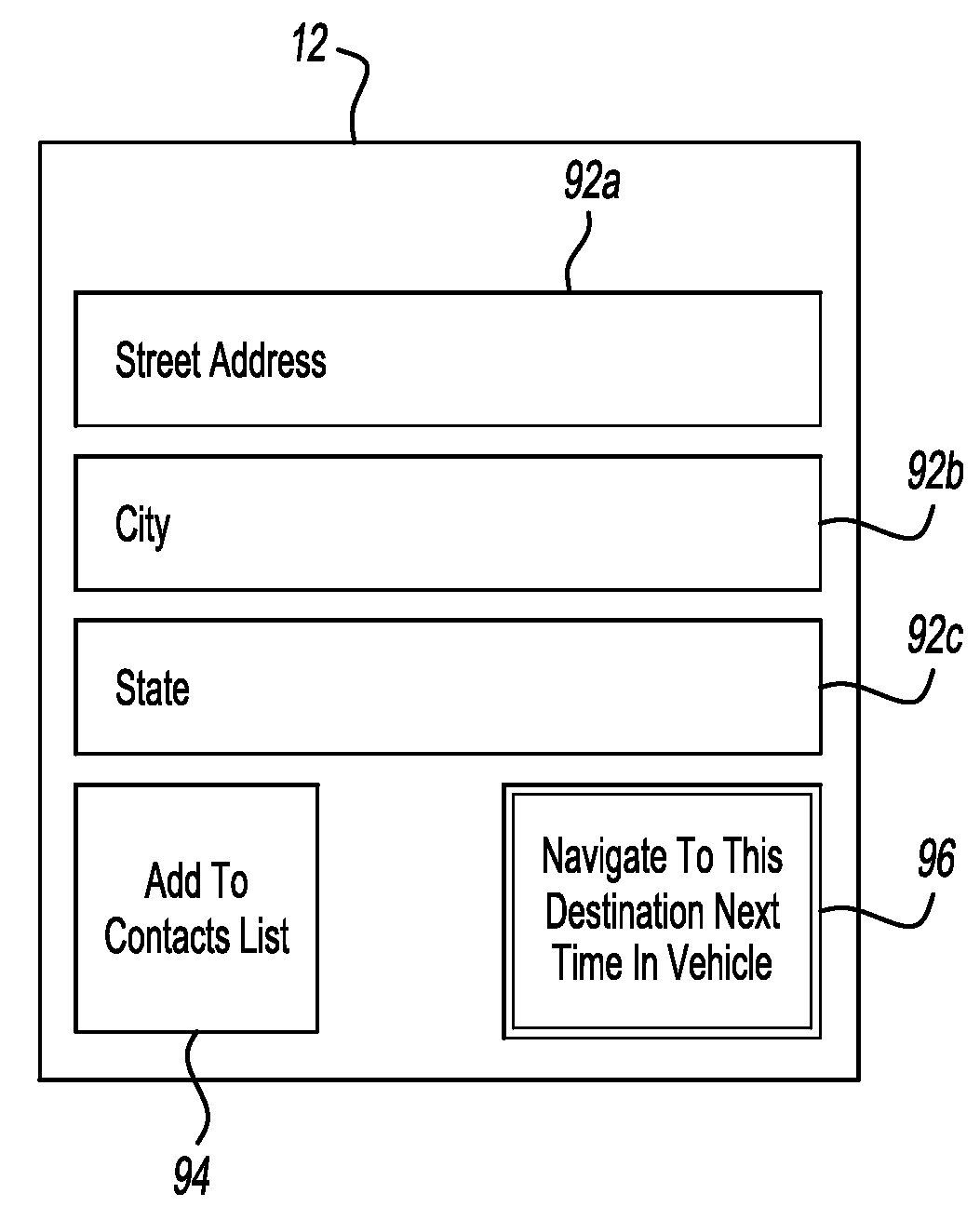 Vehicle communication system with destination selection for navigation