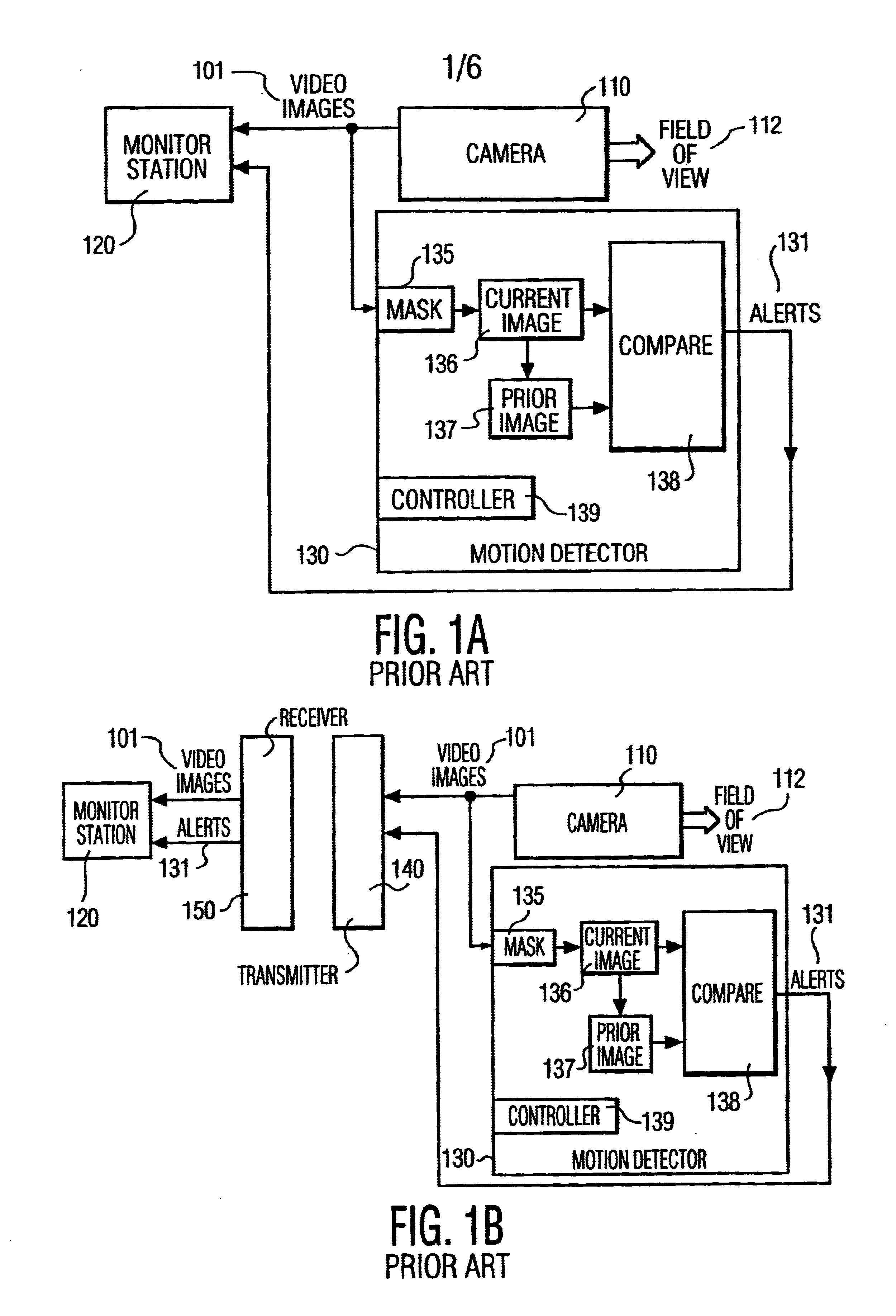 Security system with maskable motion detection and camera with an adjustable field of view