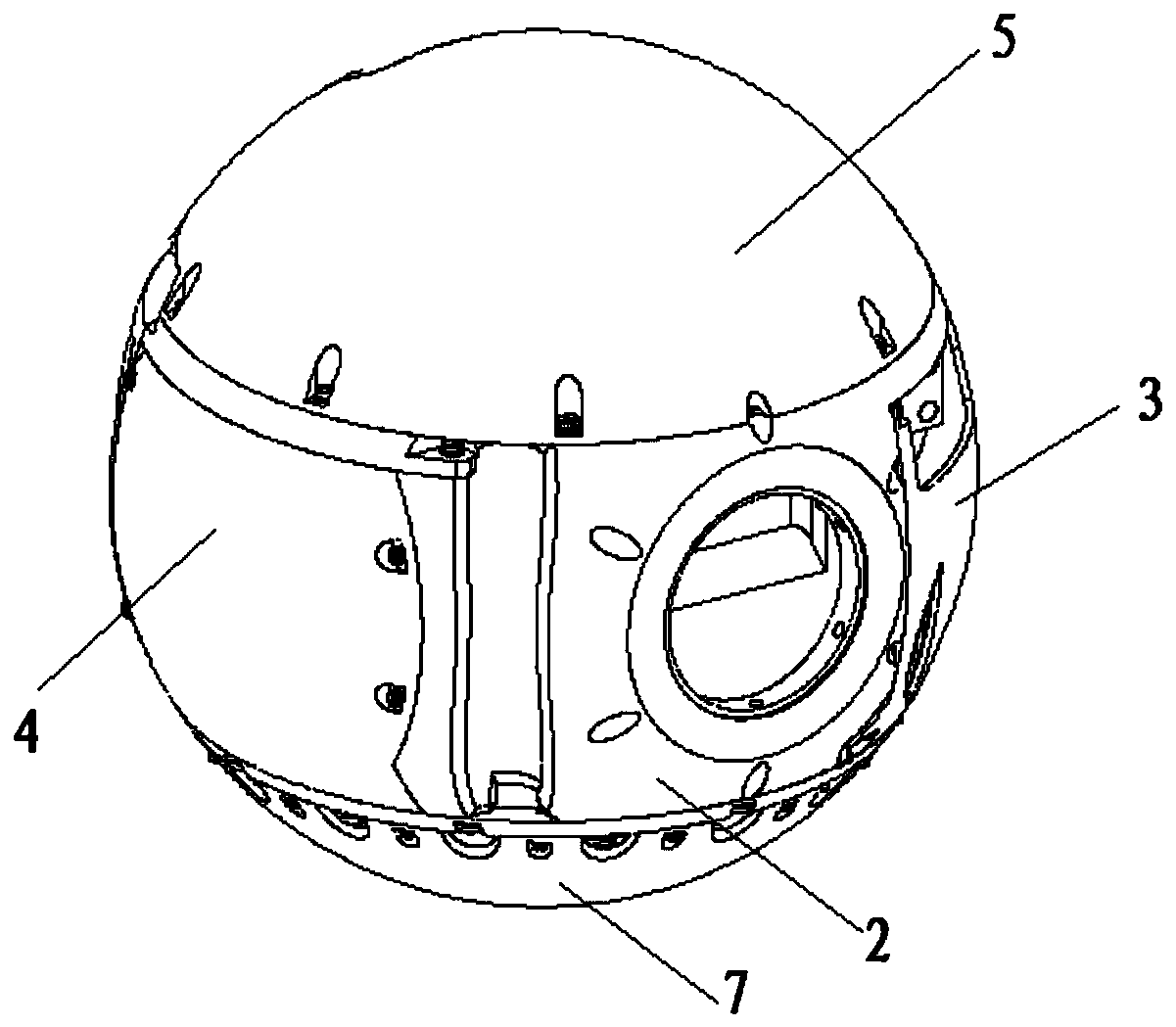 A multi-functional structure of an inertial platform spherical platform body