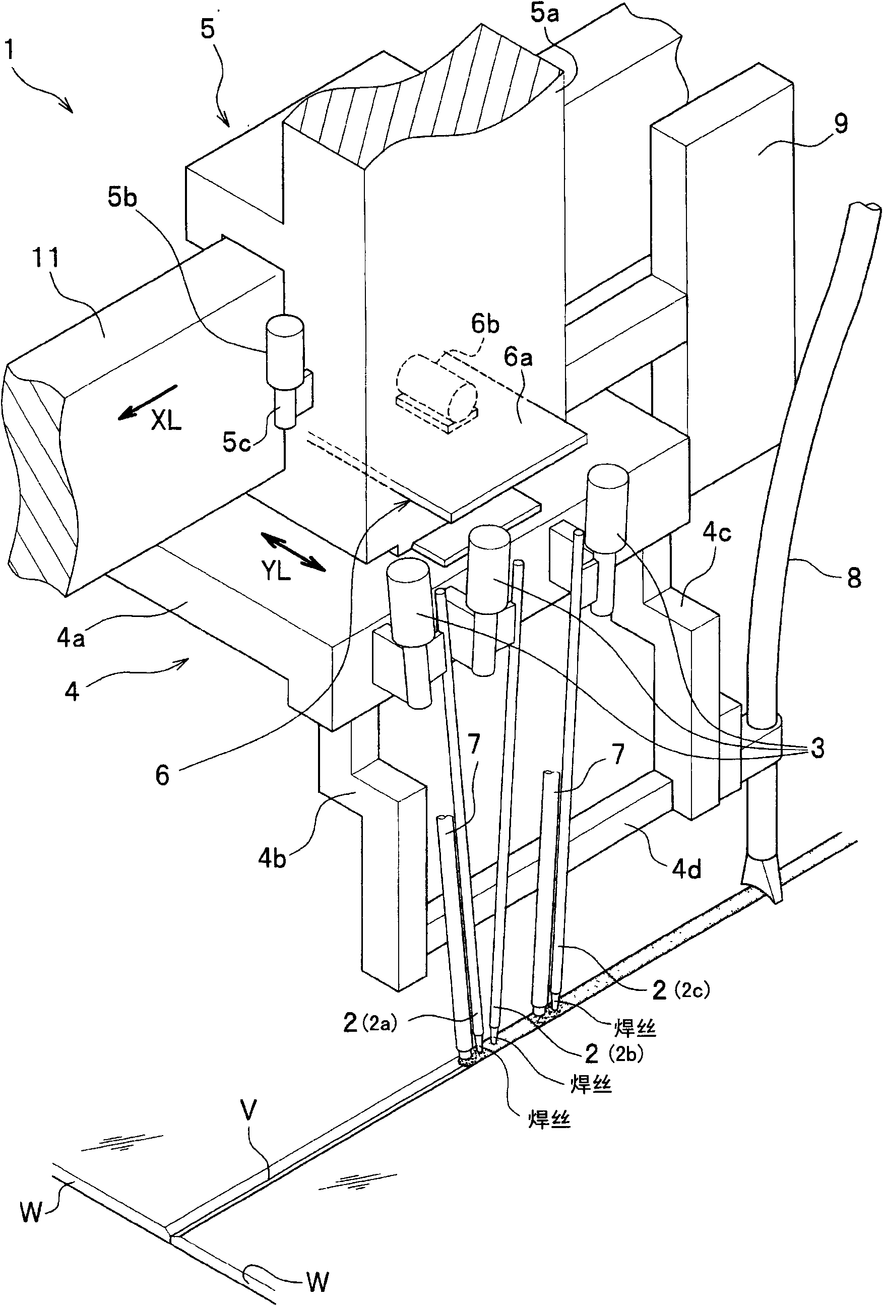 Arc-starting method for multi-electrode single-side welding device and multi-electrode single-side welding device