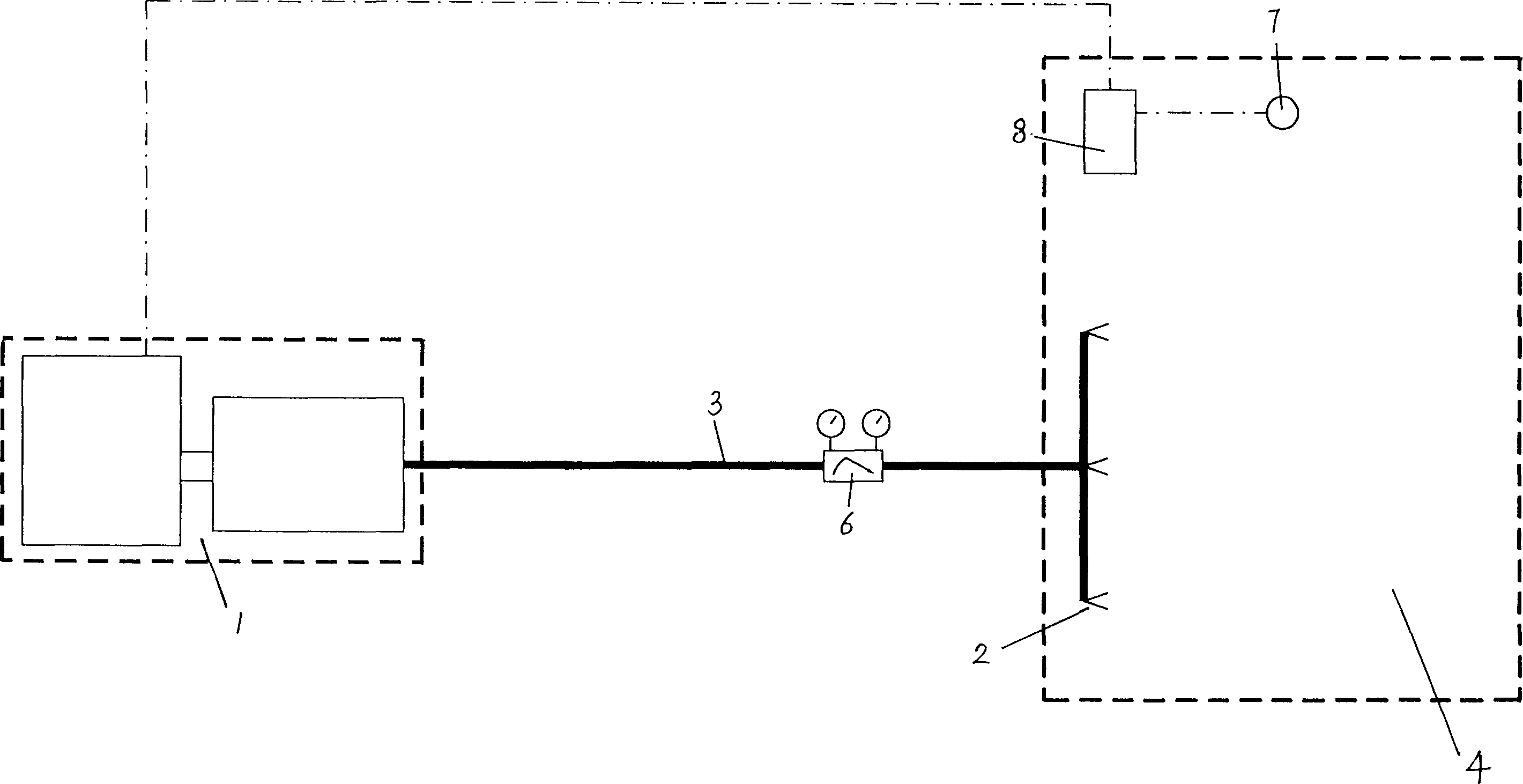 Fireproof nitrogen supplying system for supporting human breath