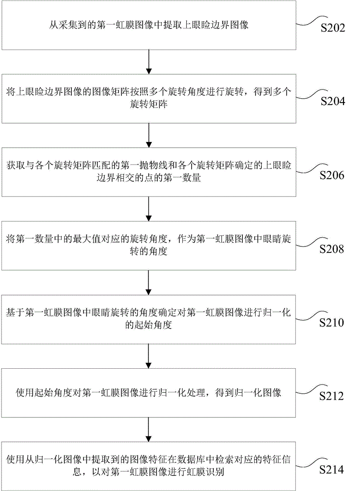 Method and device for identifying irises