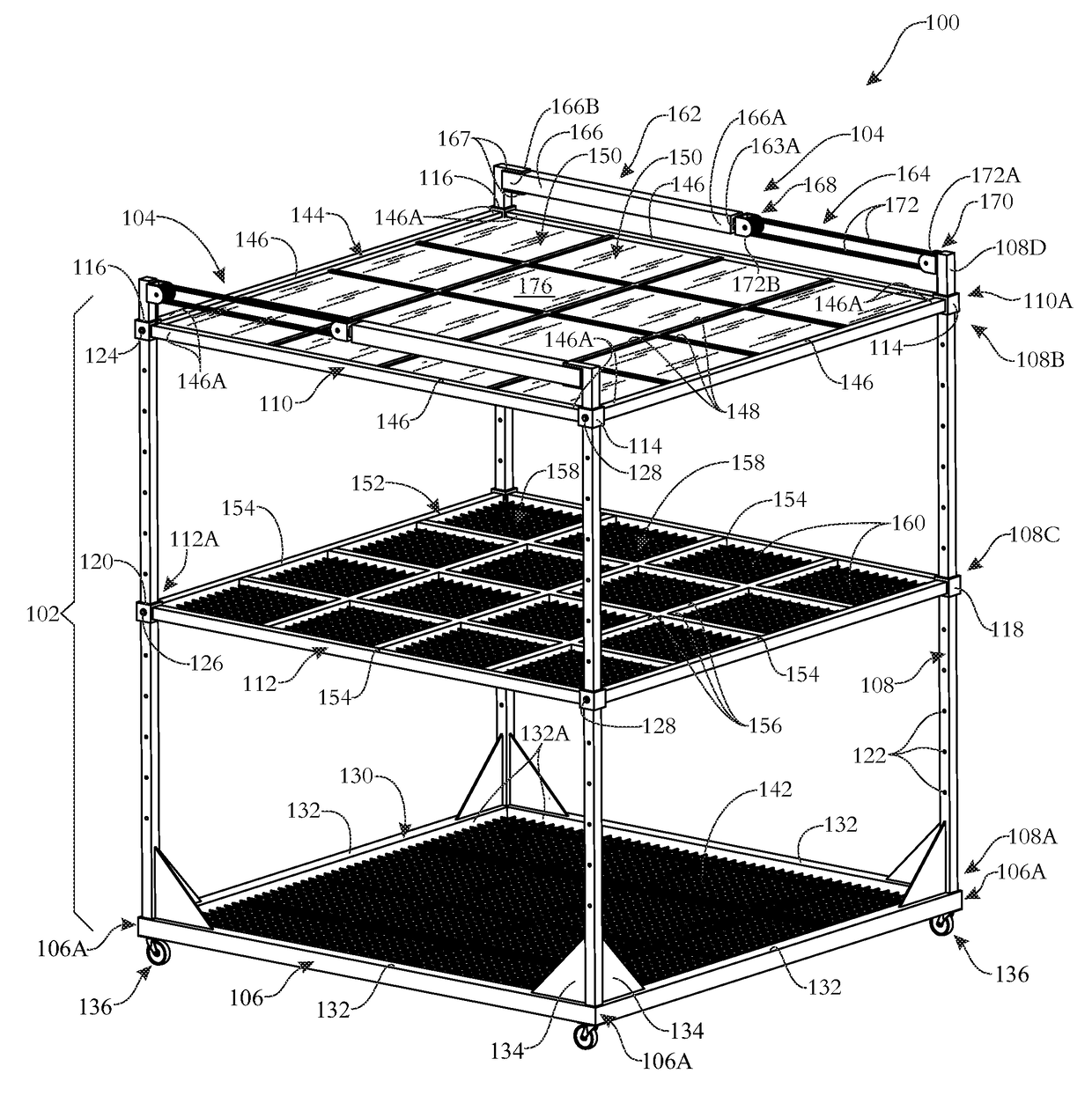 Plant growing heavy weight bearing support assembly and apparatus