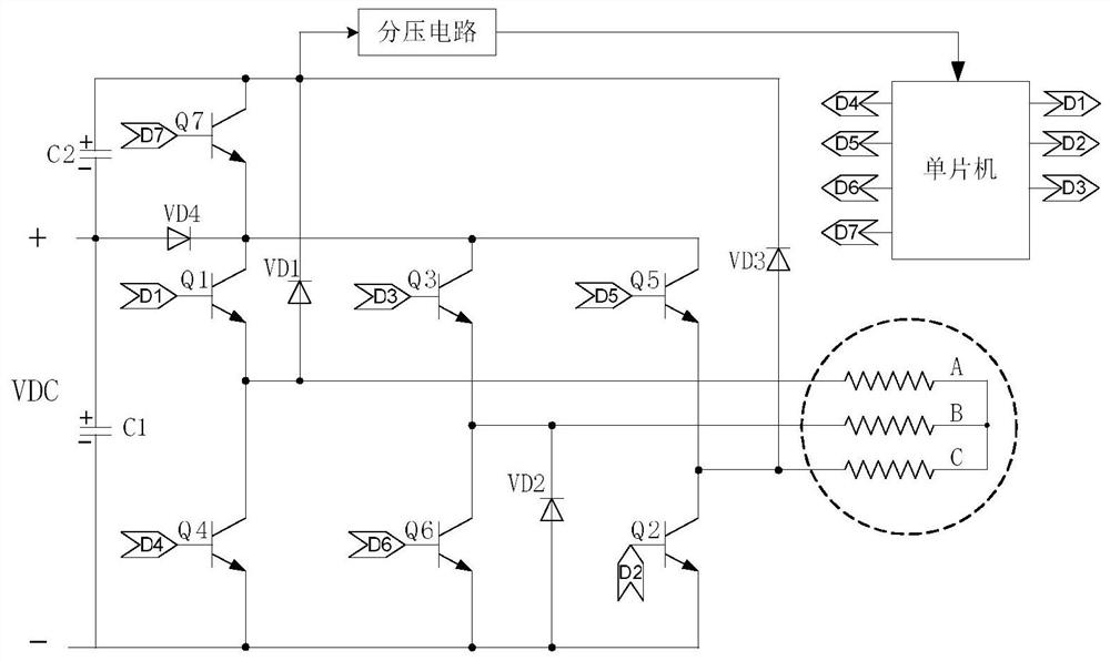 Permanent magnet synchronous motor diode freewheeling device for eliminating residual magnetism and its application method