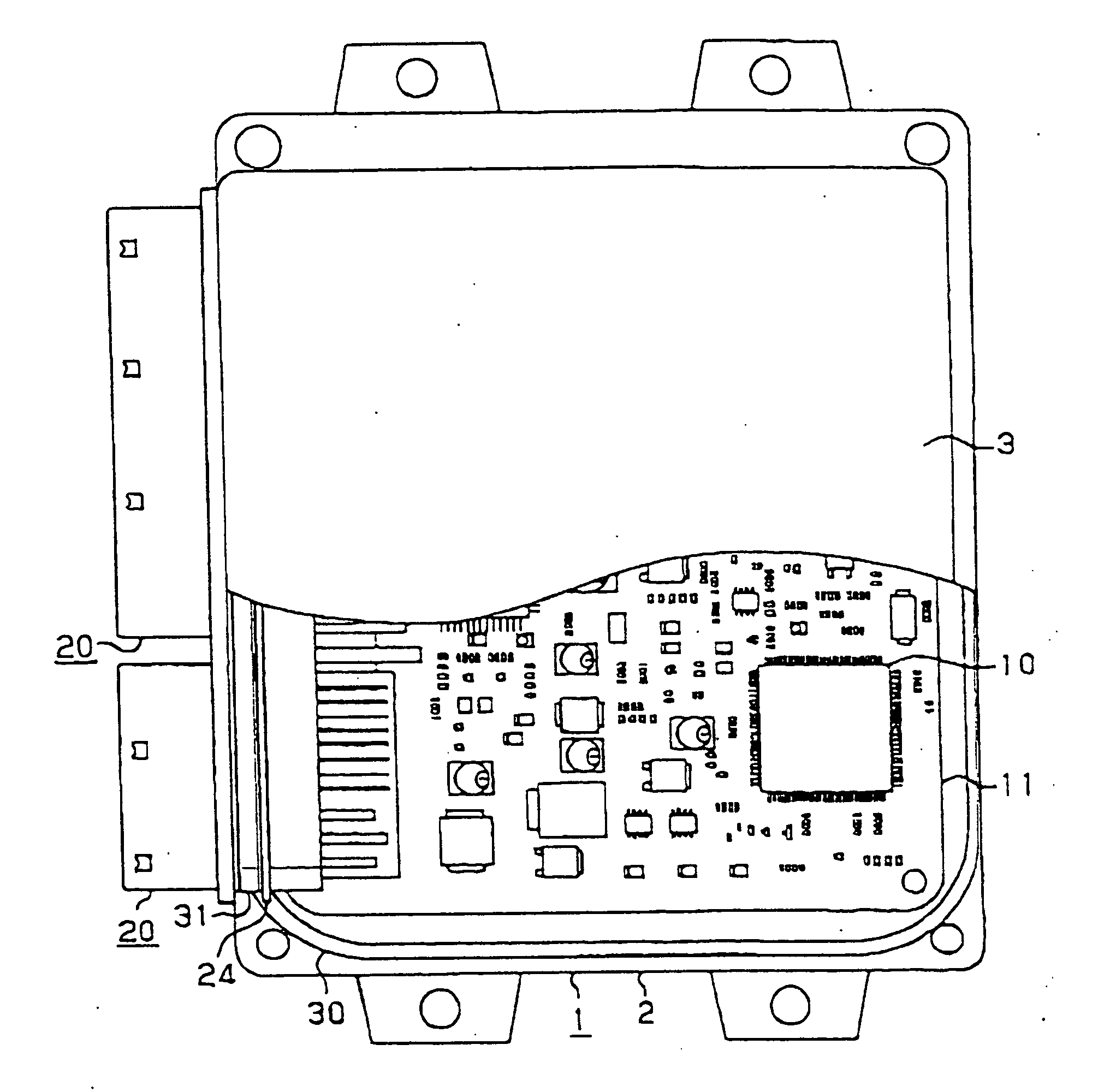 Water-resistant casing structure for electronic control device