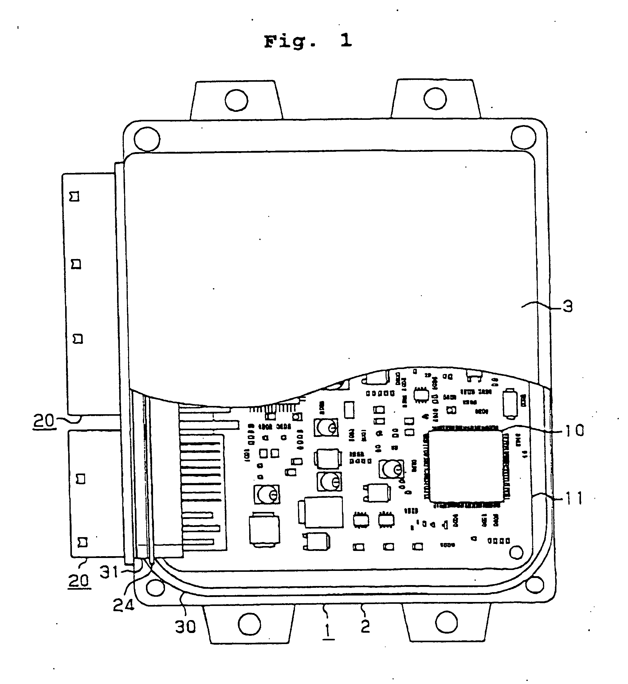 Water-resistant casing structure for electronic control device