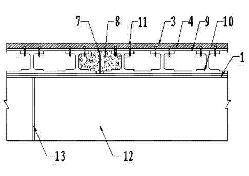 Orthotropic steel plate-composite material hollow slab combined bridge floor structure