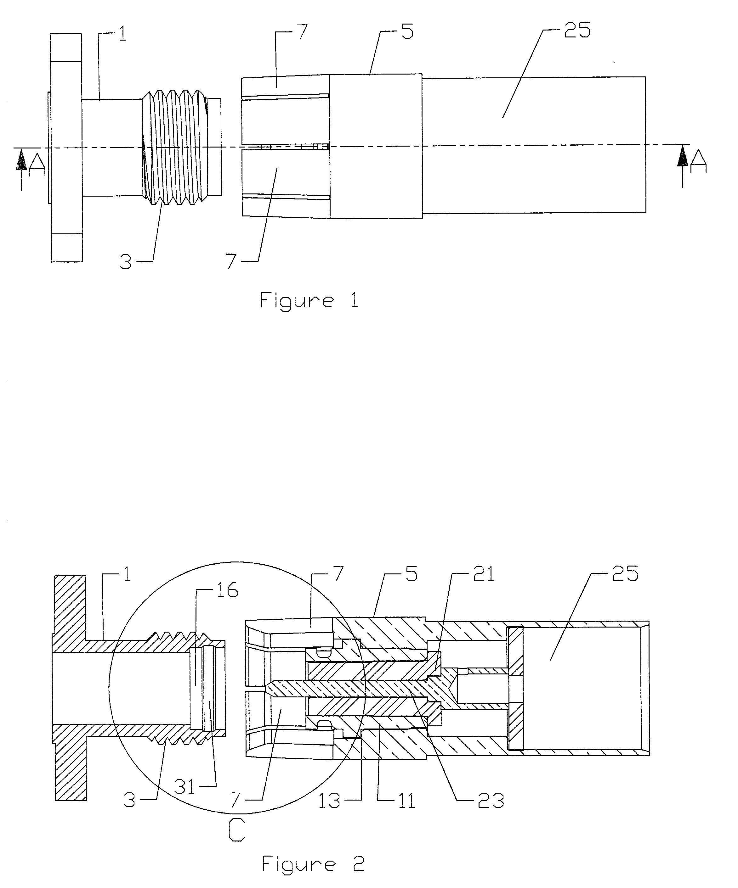 Push-on connector interface