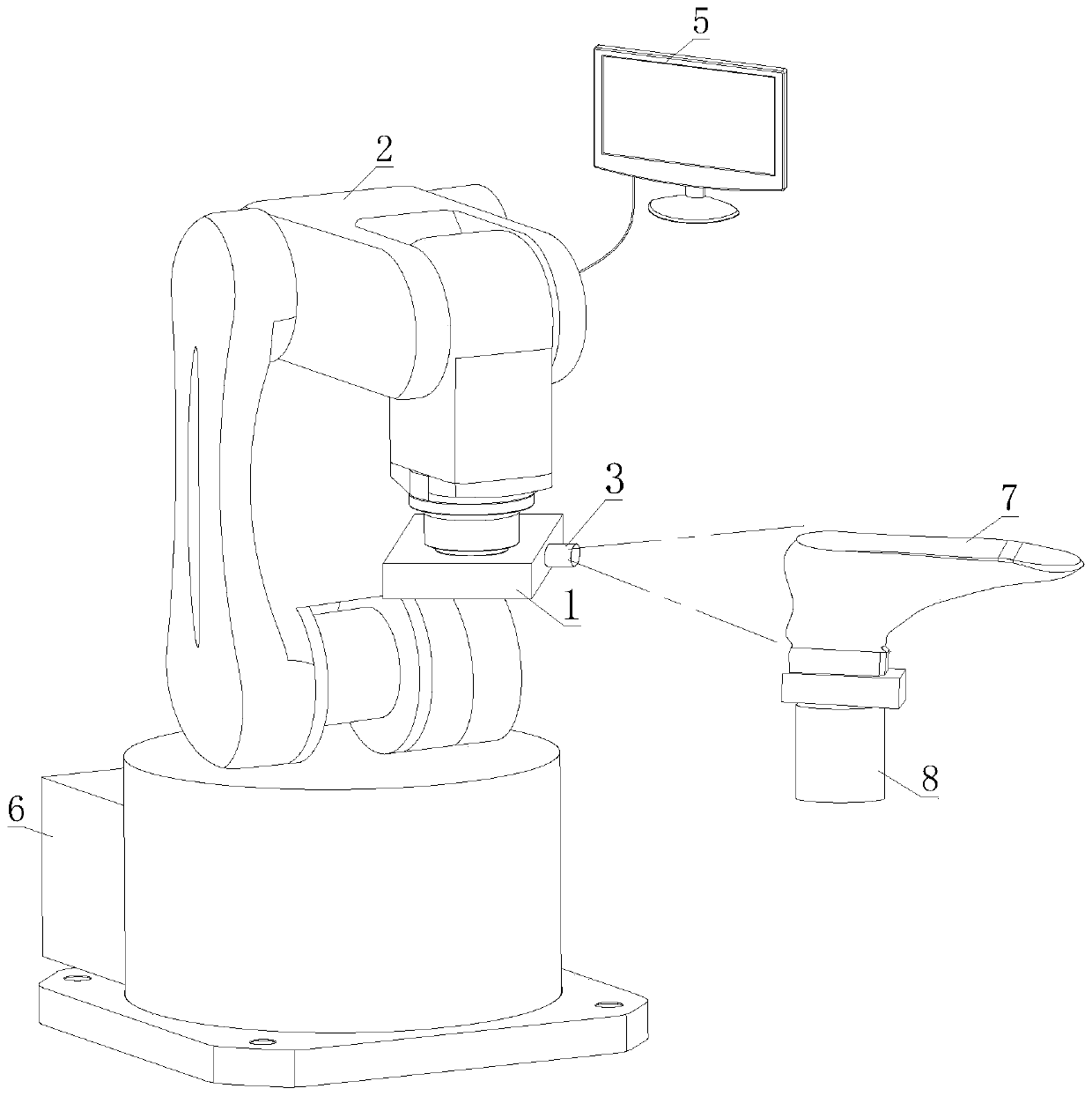 Robot three-dimensional vision system and method for shoe sole and vamp scanning operation