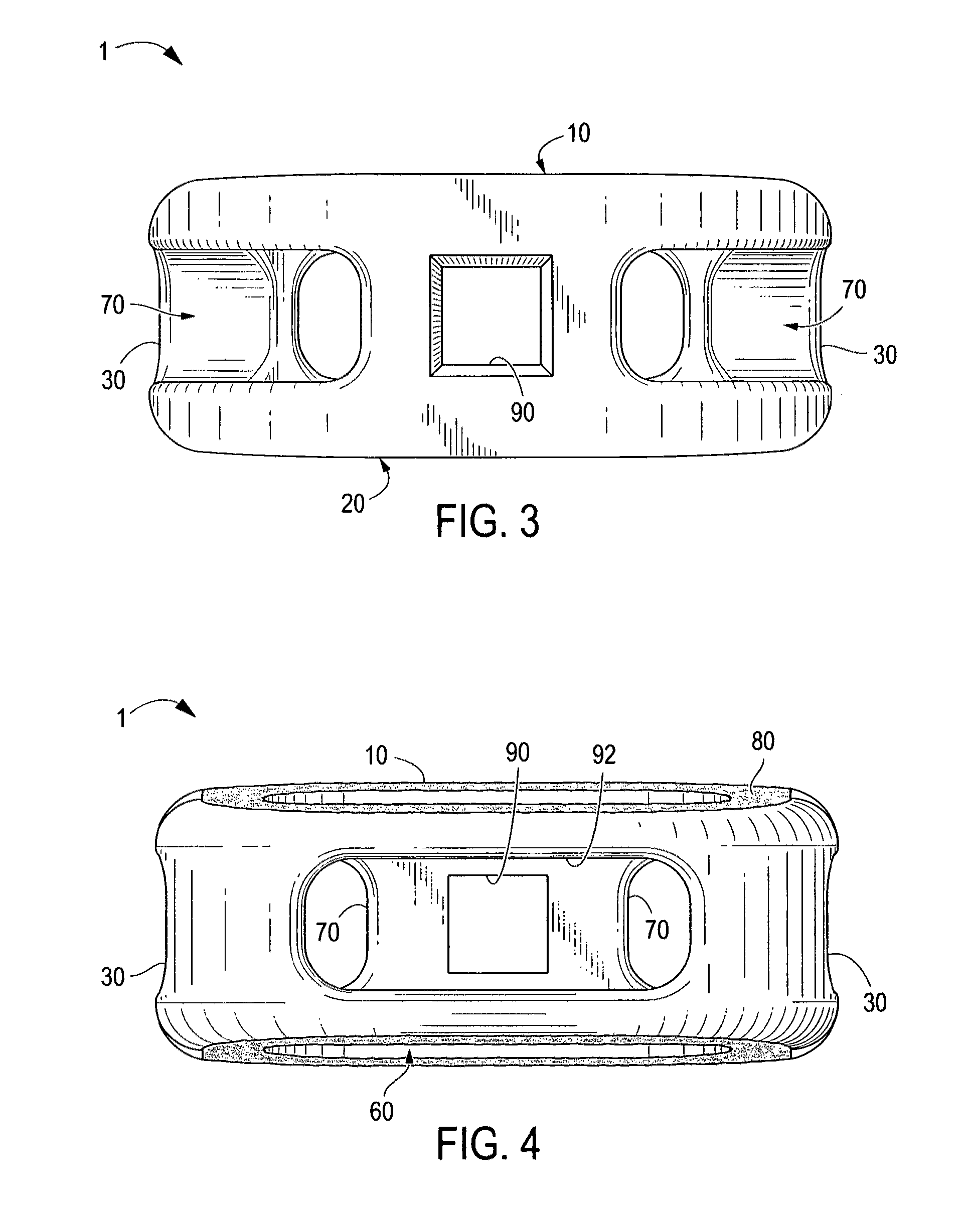 Composite interbody spinal implant having openings of predetermined size and shape