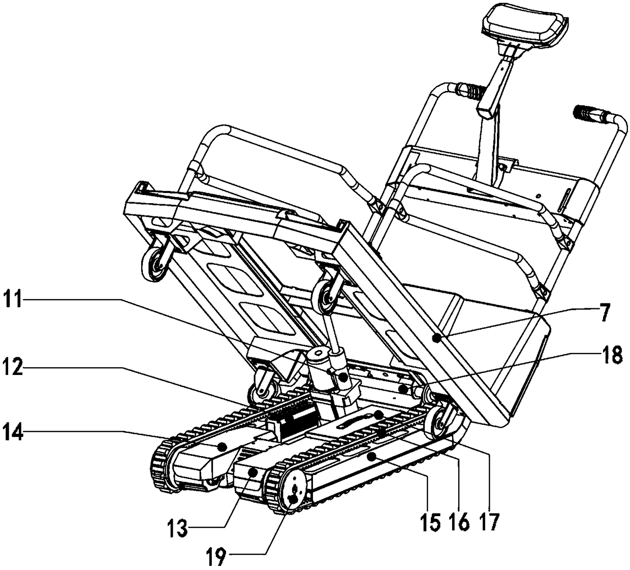 A platform type crawler and an automatic leveling method