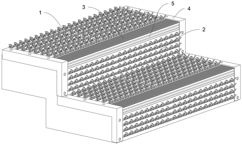 Composite non-woven fabric structure with imitation turf layer laid on surface