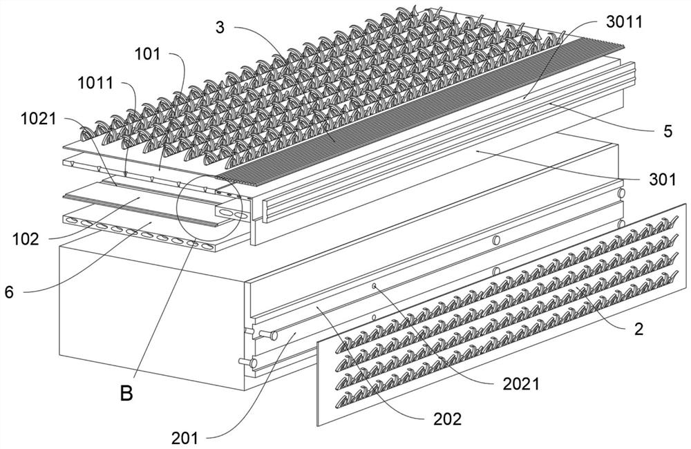 Composite non-woven fabric structure with imitation turf layer laid on surface