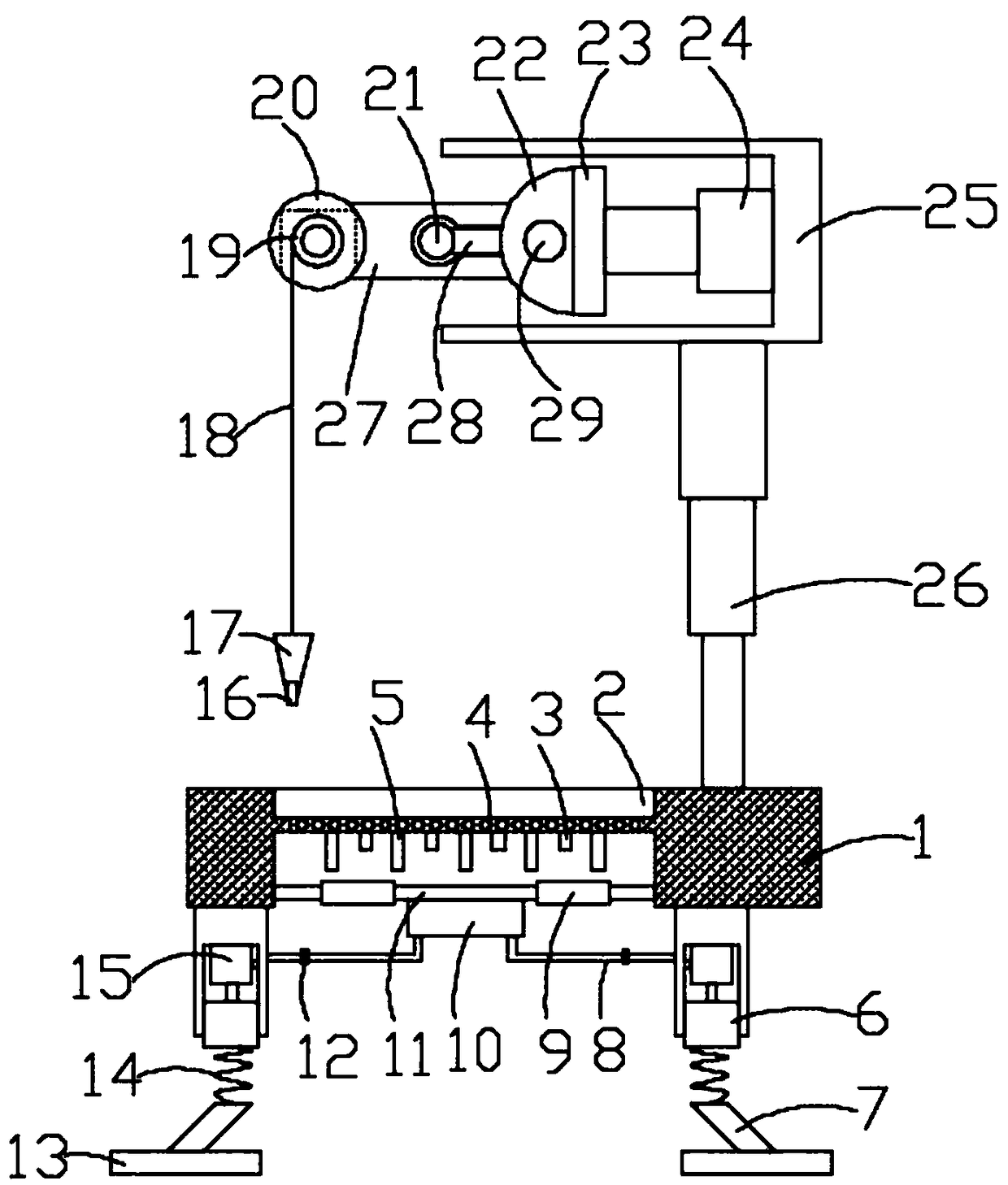 Shield tunneling machine pitch angle and roll angle measuring device