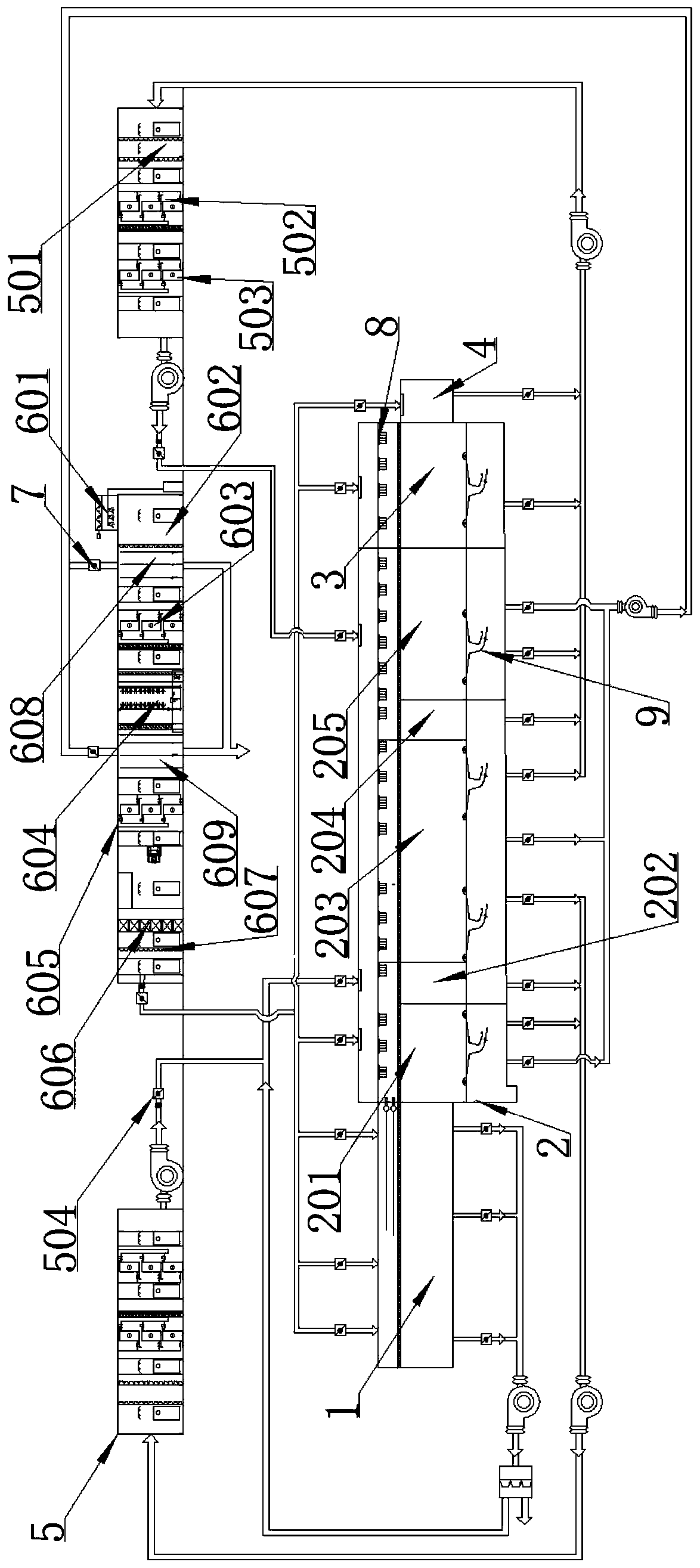 Energy conservation and emission reduction circulating air system of spraying chamber