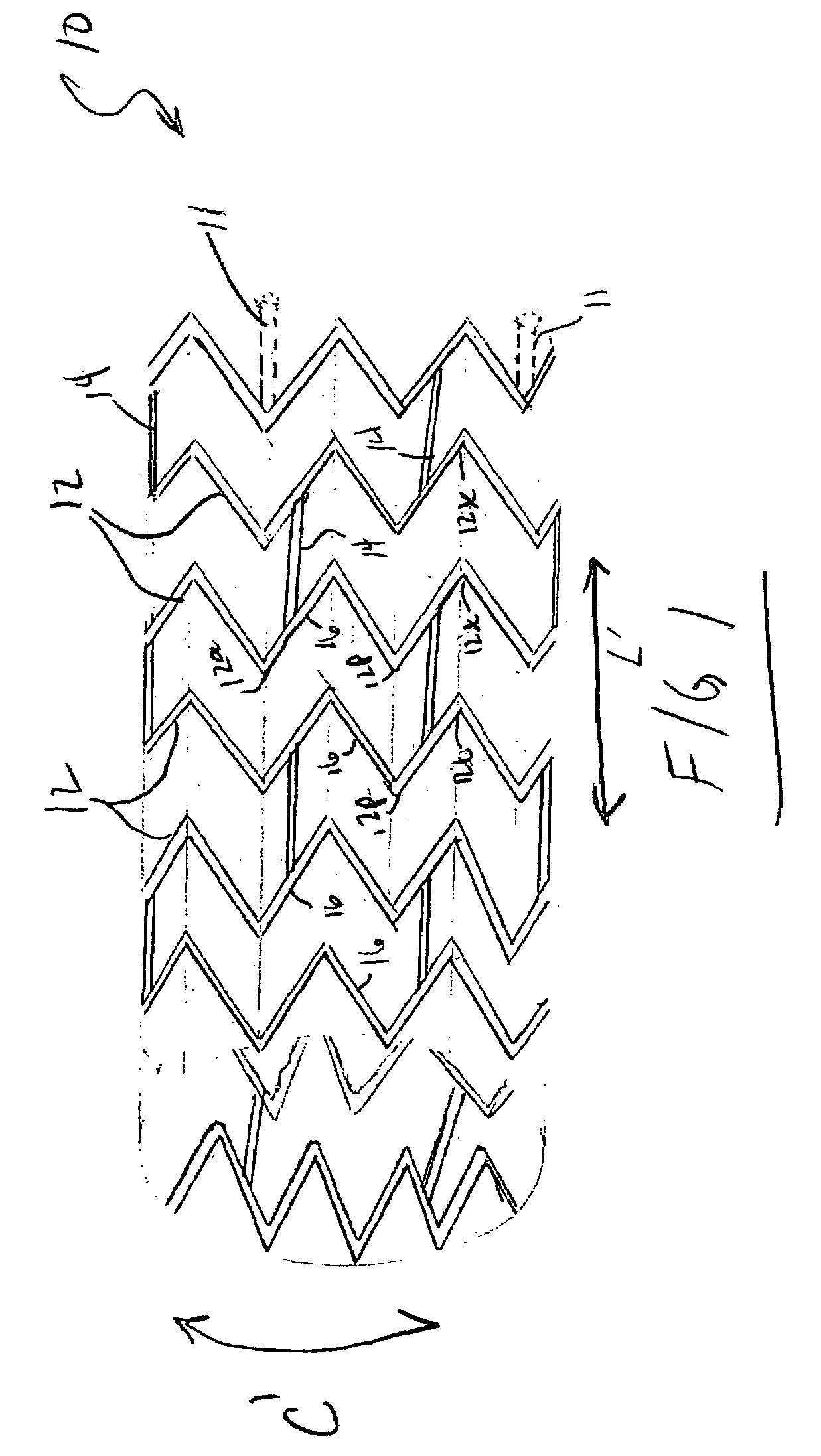 Endoluminal stent having mid-strut interconnecting members