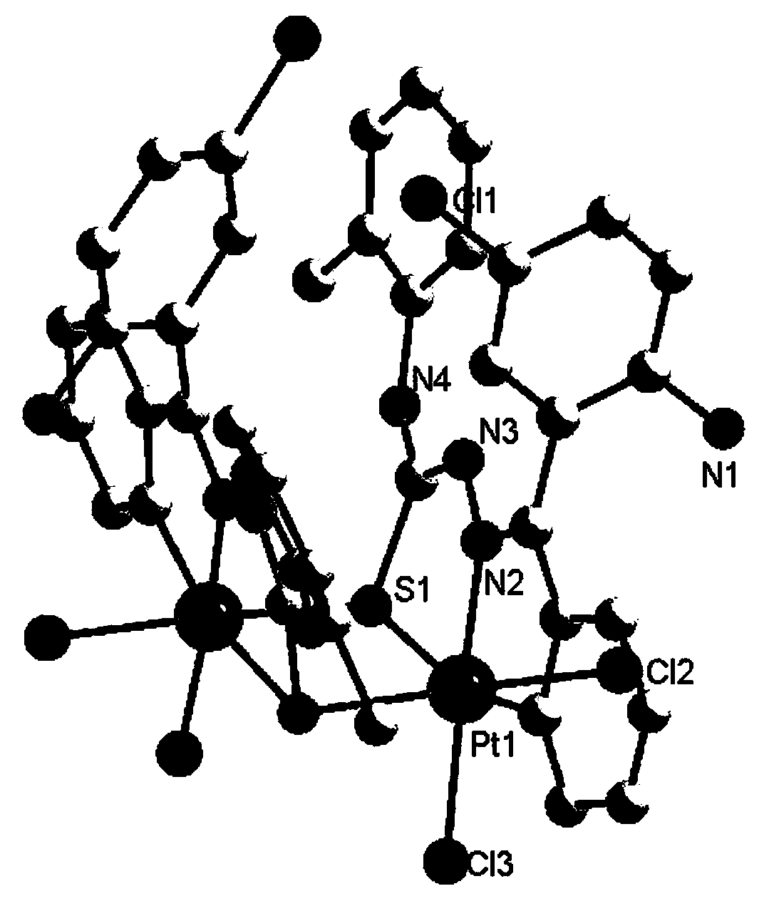 Platinum complex using 2-amino-5-chlorobenzophenone thiosemicarbazone as ligand, and synthesis method and application thereof