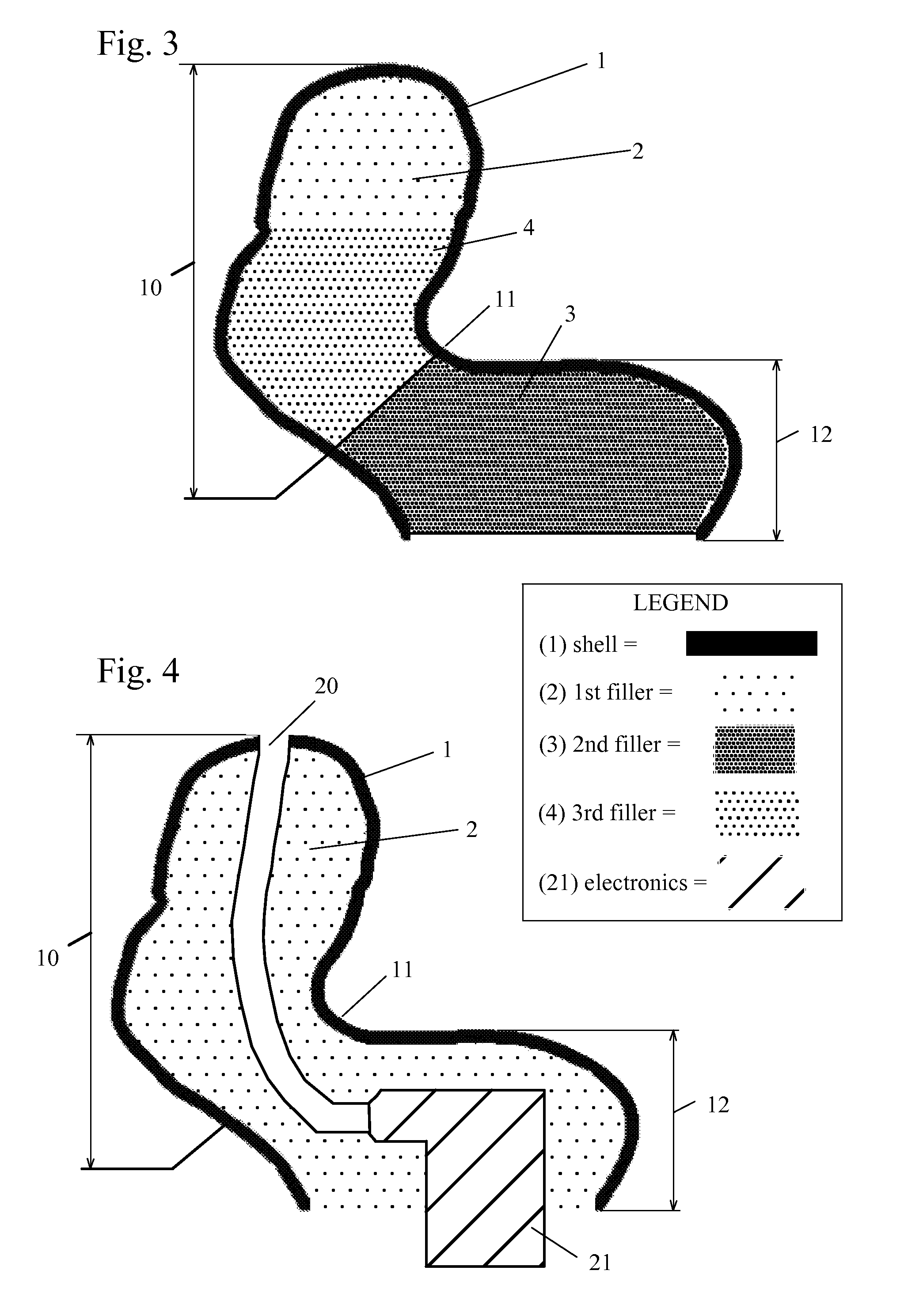 Concha-fitting custom earplug with flexible skin and filler material