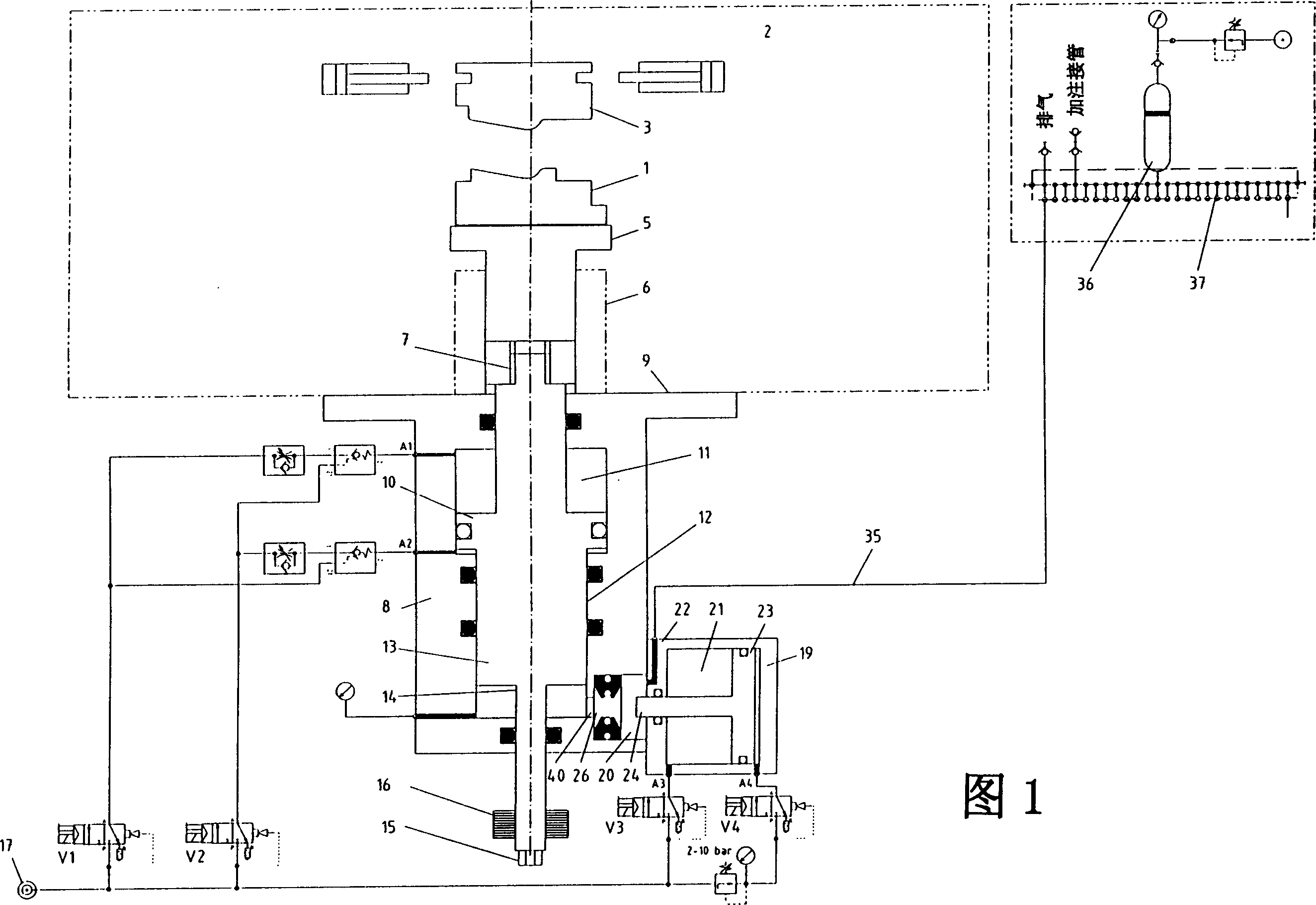 Device for providing shutting force for plastic injection machine for shoe manufacture