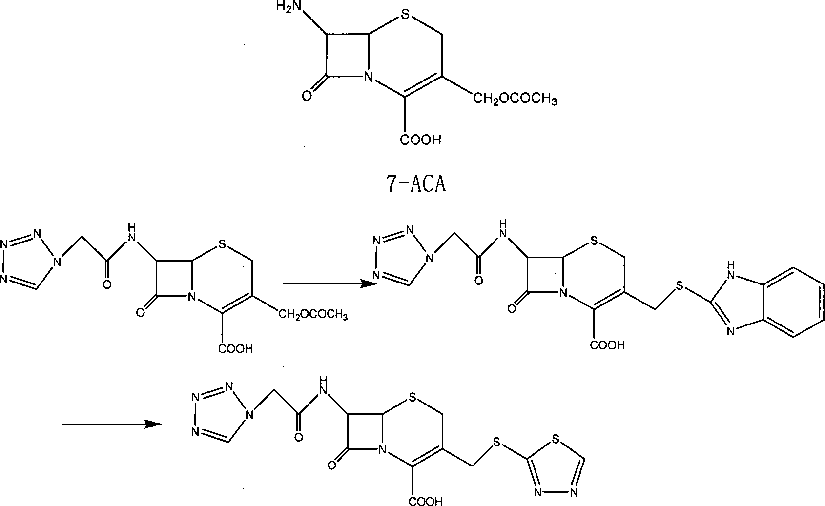 Ceftezole sodium powder injection and synthesizing method thereof