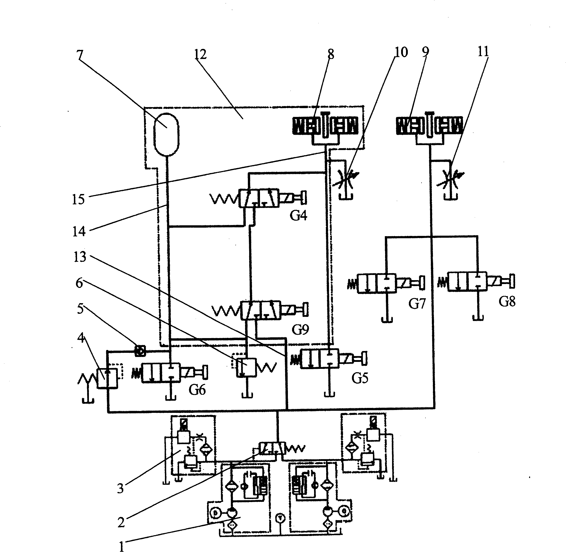 Double-stage braking hydraulic station with high-reliability scavenge oil and control method thereof