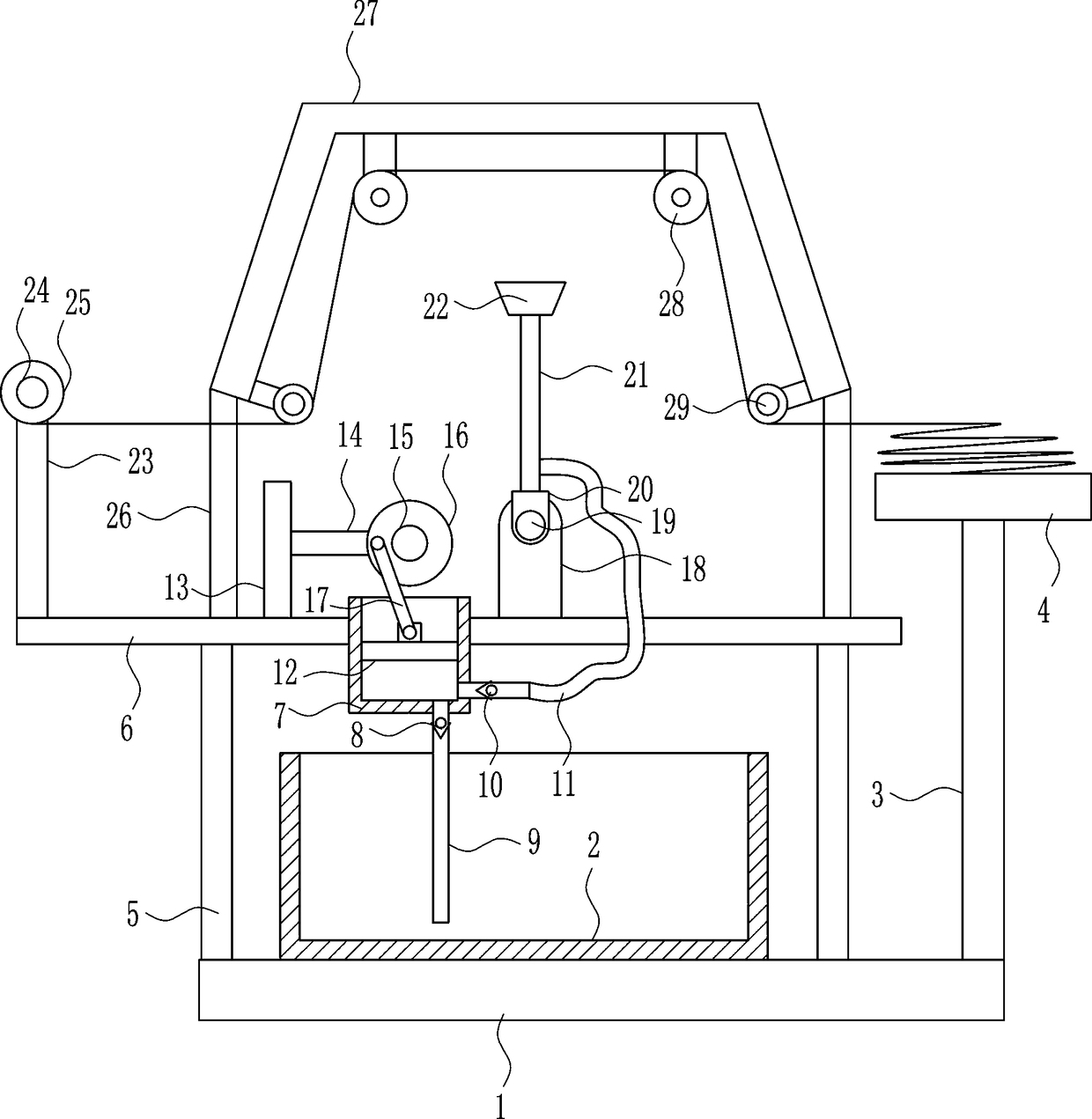 Line color spraying equipment used for textile process