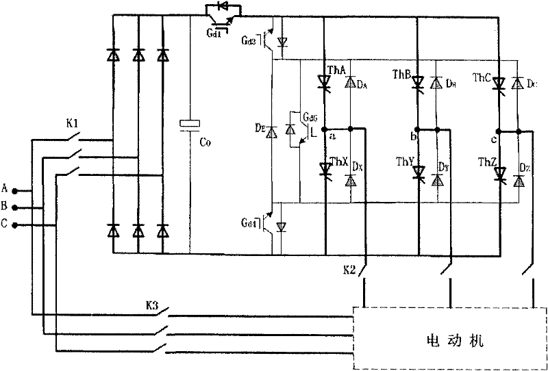 Improved continuous variable-voltage and variable-frequency soft starter