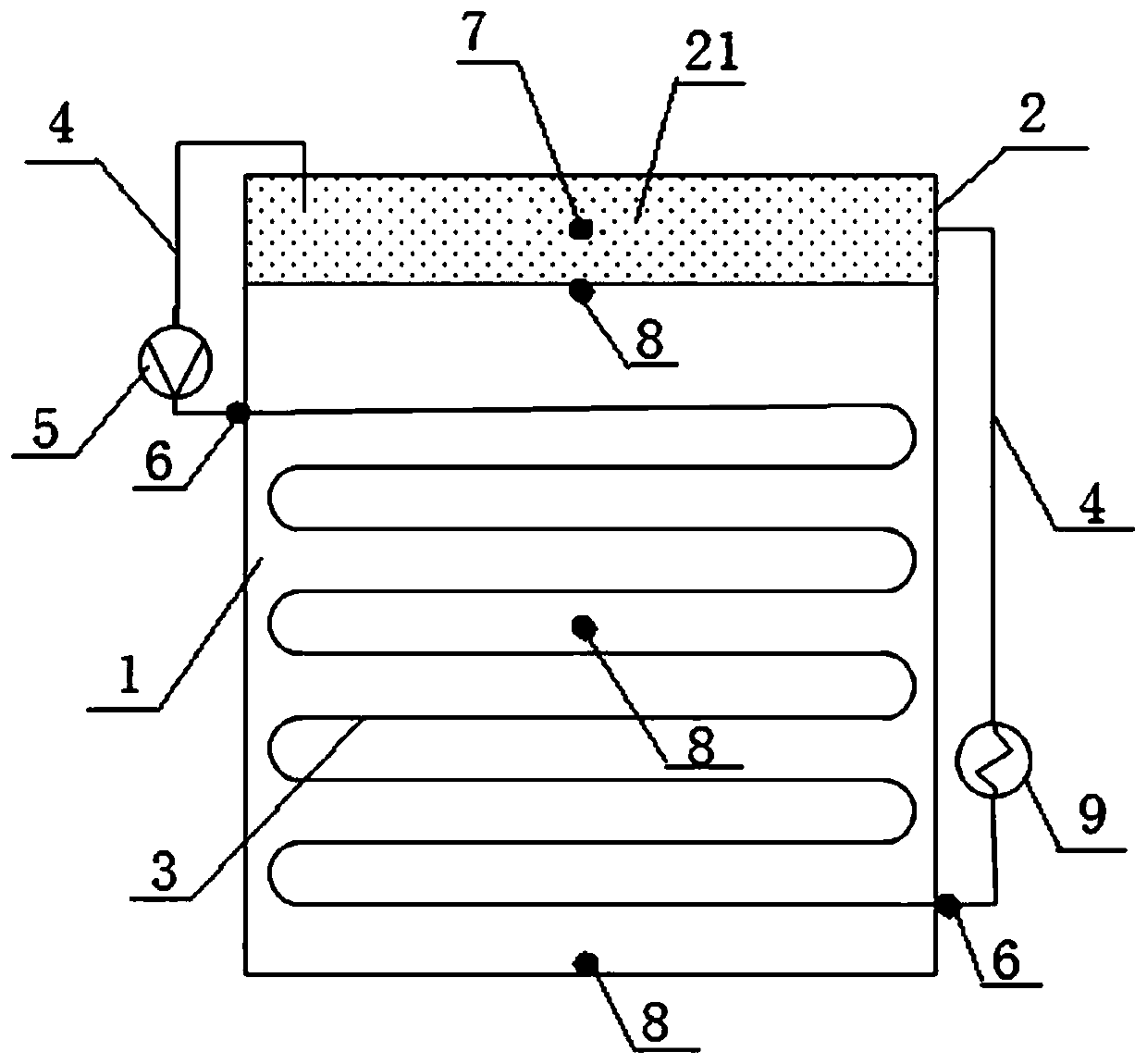 Large-volume concrete self-circulation temperature control maintenance system and method