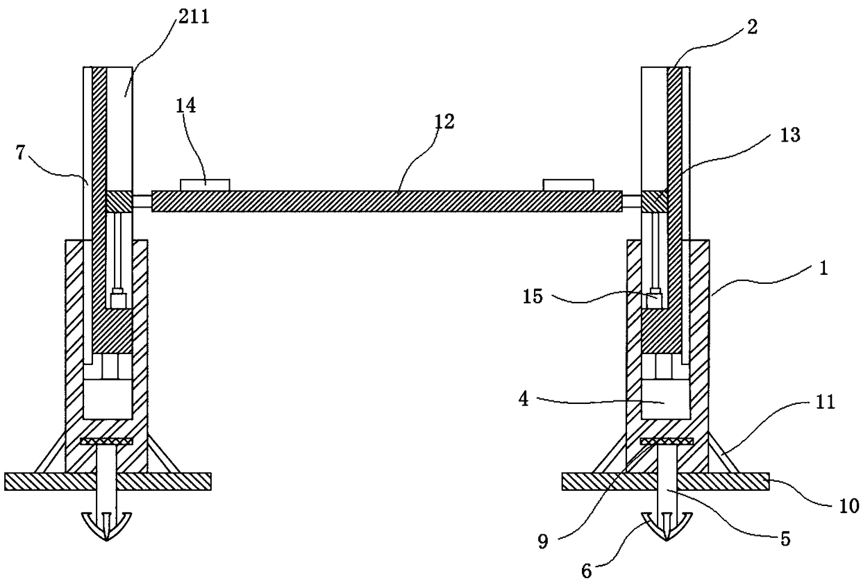 Firmly-installed four-stand column hoisting machine occupying less space